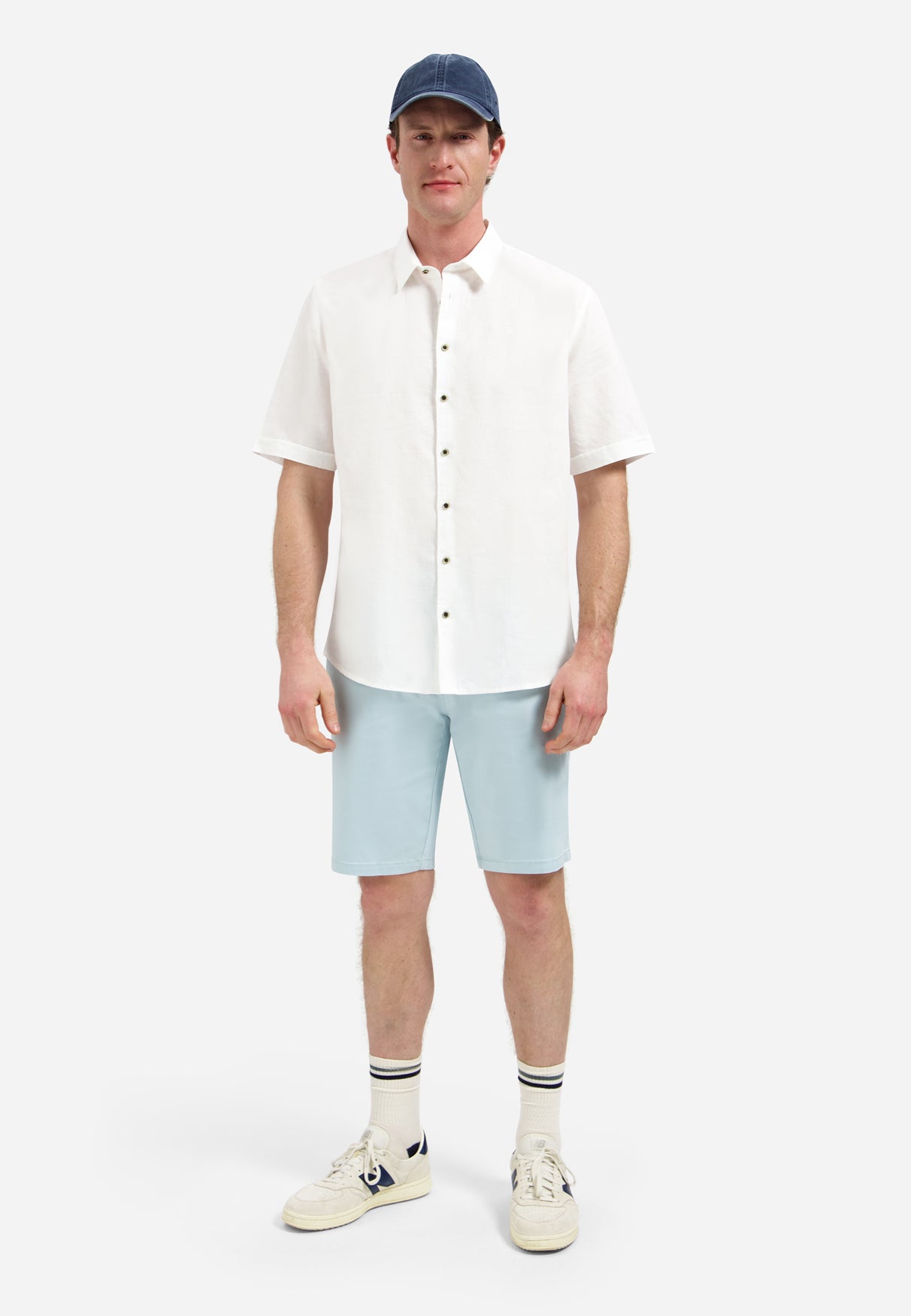 Kurzärmeliges Hemd aus Leinenmischung | White