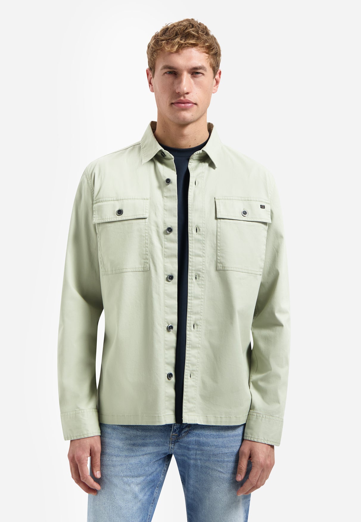 Twill stretch overshirt | Light Moss