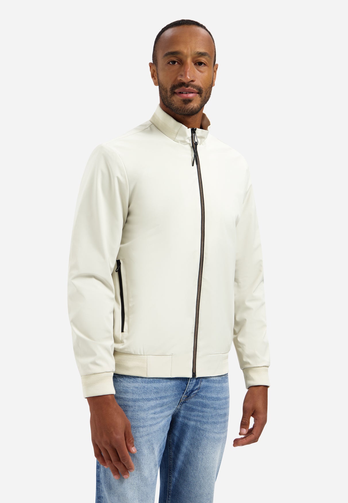 Sommerjacke mit geripptem Kragen. | Stone