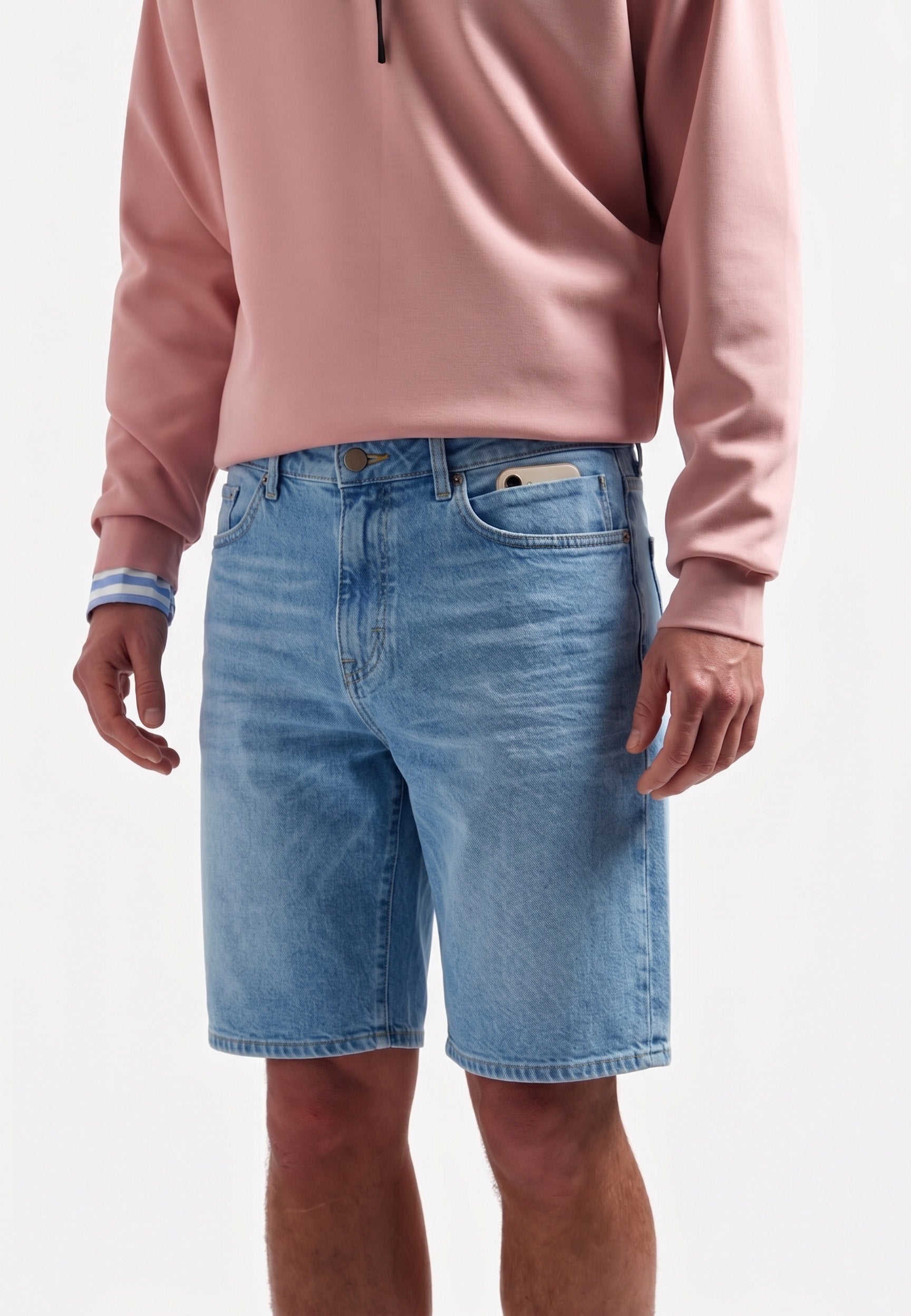Relaxed denim shorts | Bleach Denim
