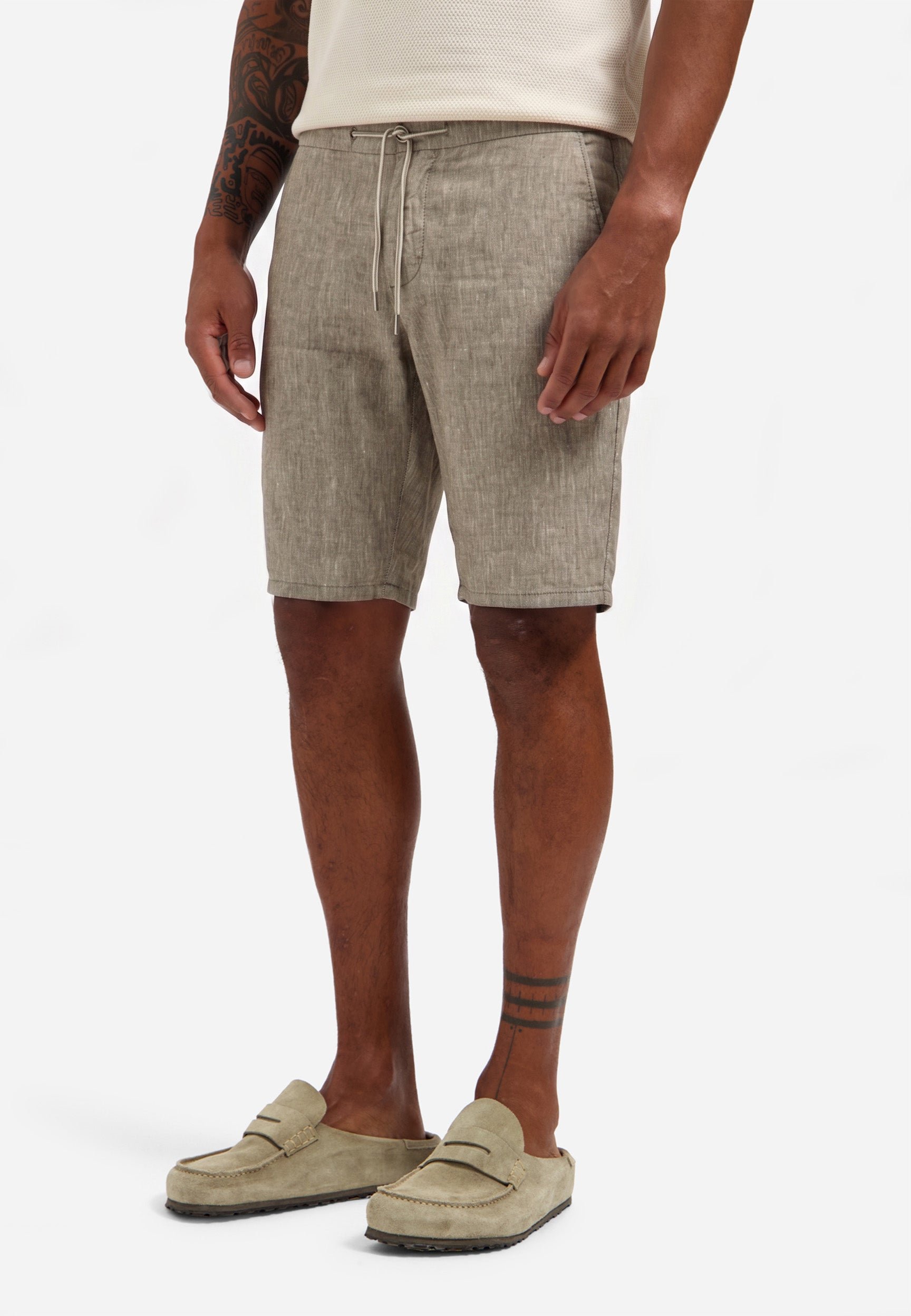 Linen-blend chino shorts | Taupe