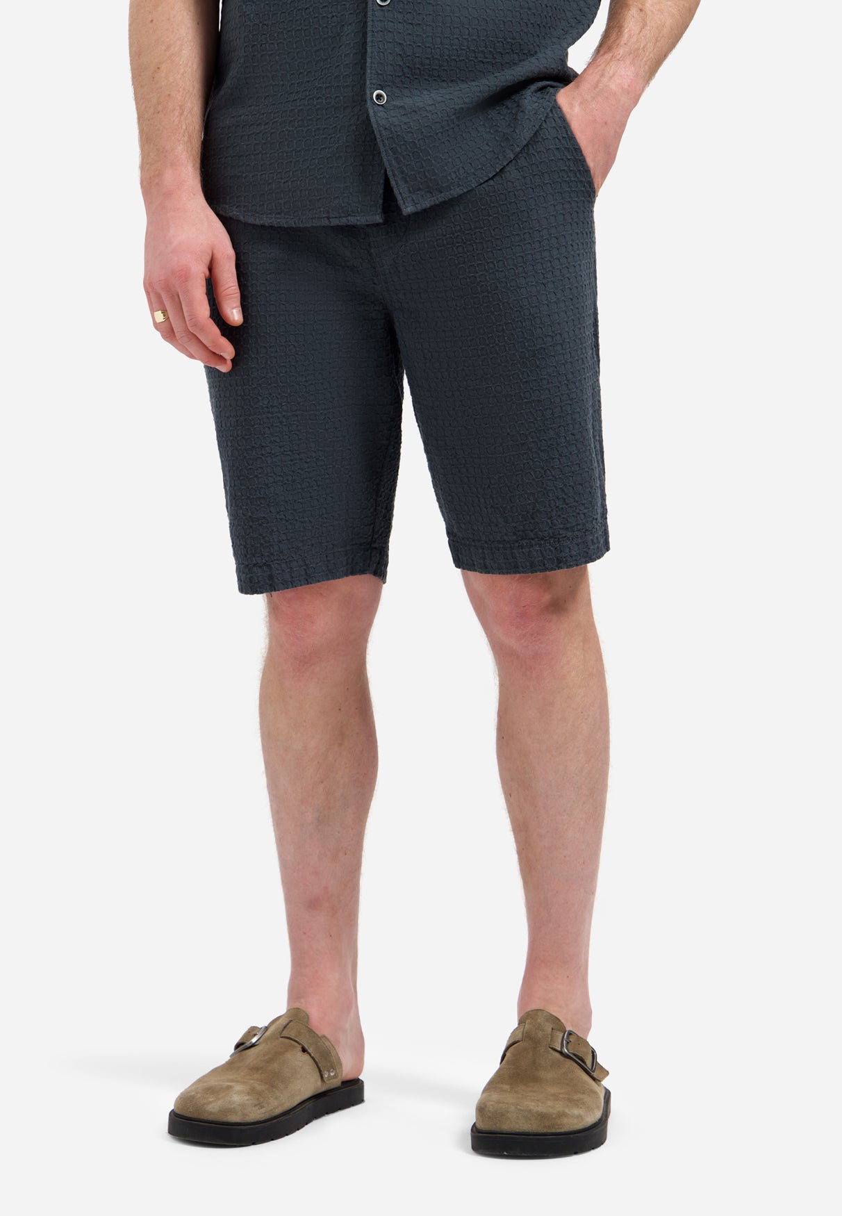 Jacquard-Chinoshorts | Dark Steel