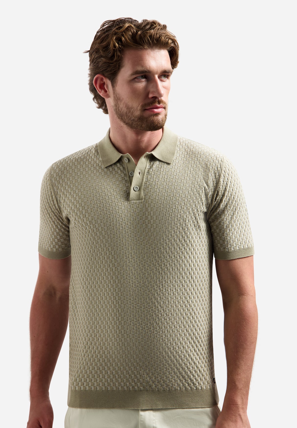 Kurzarm-Polo mit Knöpfen | Taupe