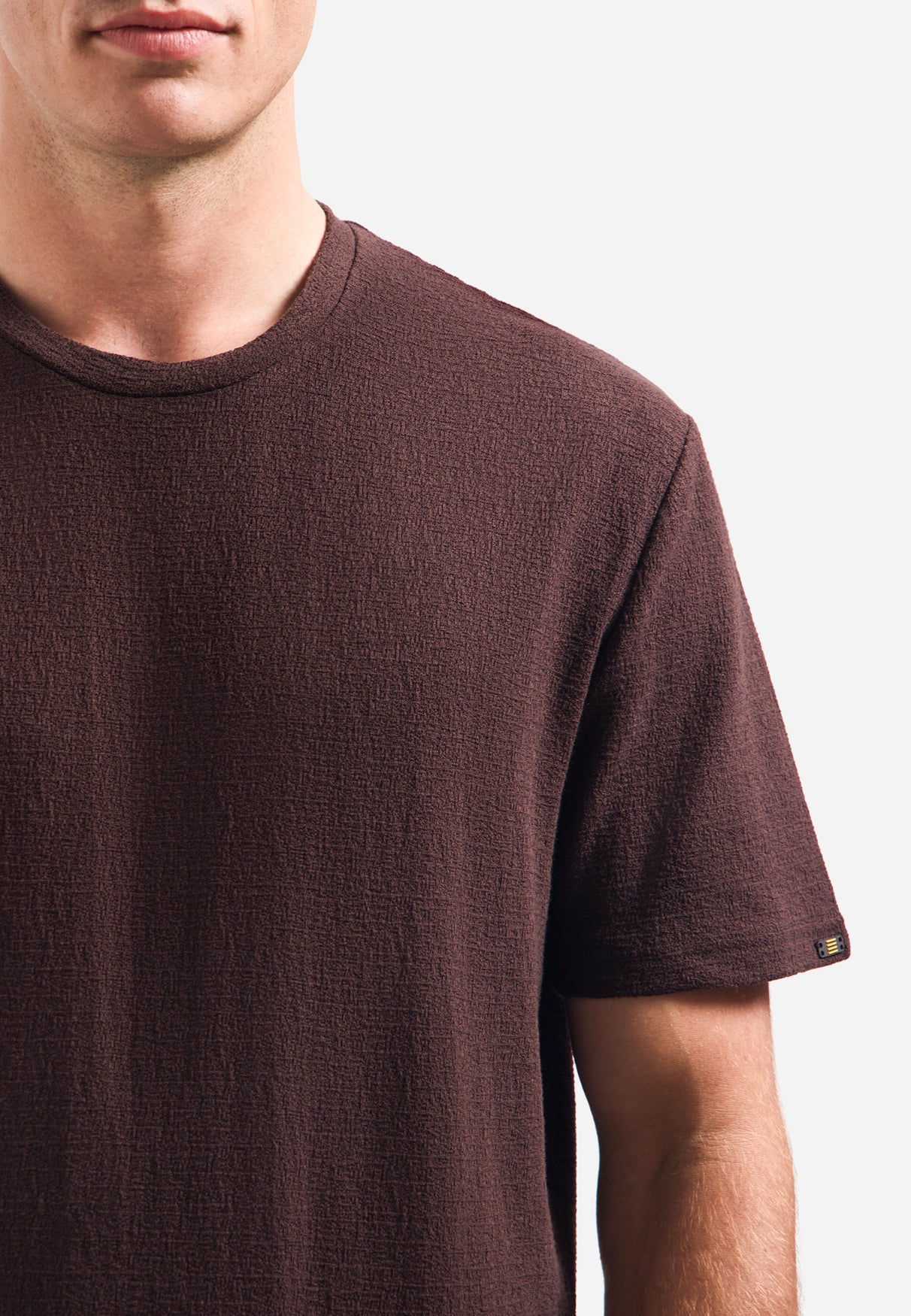 Kurzärmeliges T-Shirt mit Rundhalsausschnitt | Dunkelbraun