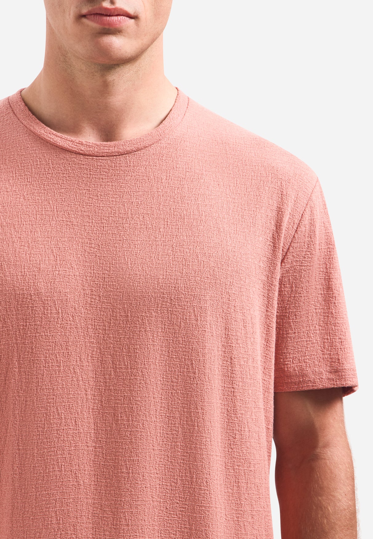 Kurzärmeliges T-Shirt mit Rundhalsausschnitt | Koralle