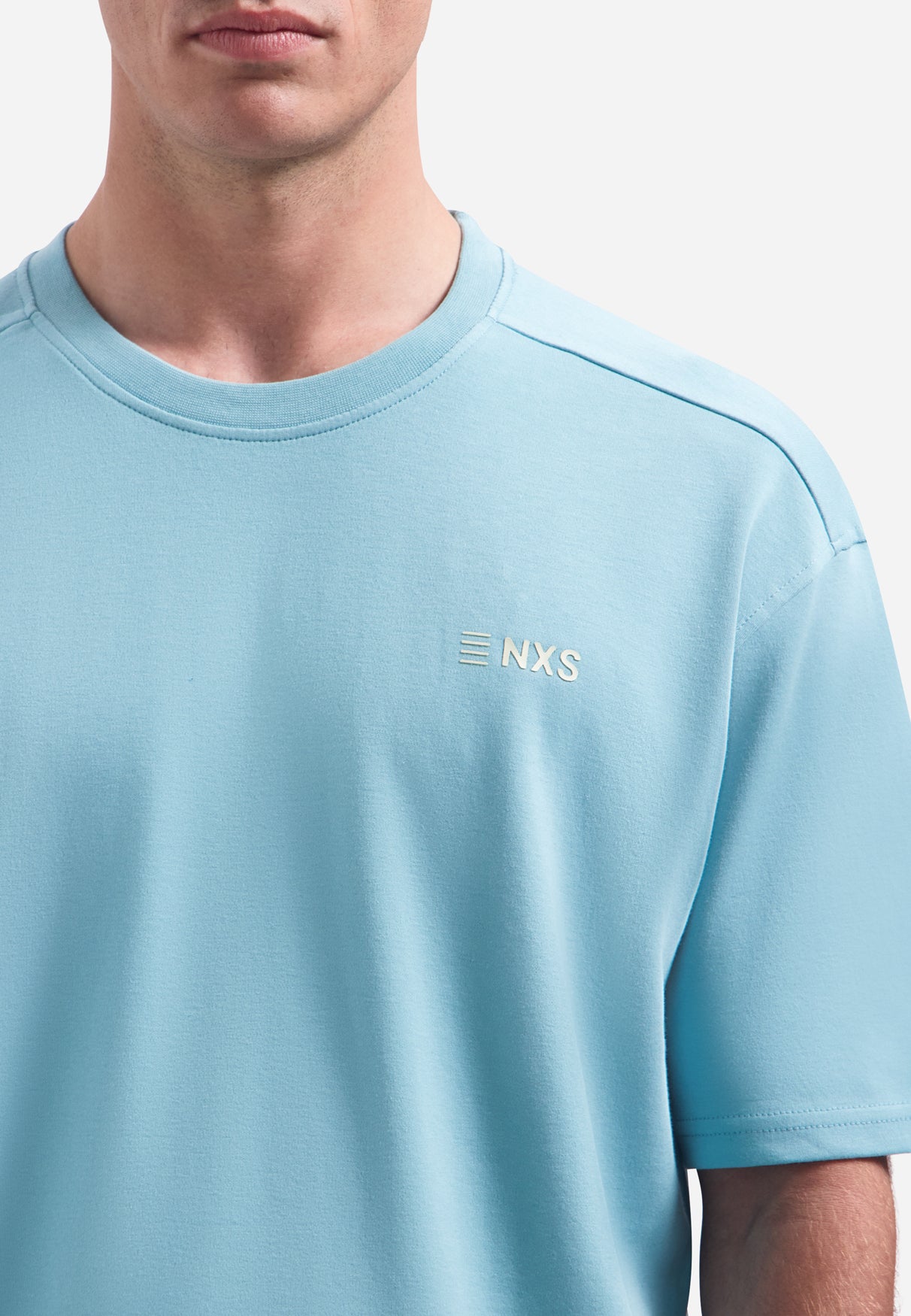 Short-sleeve crewneck T-shirt with back print | Seablue