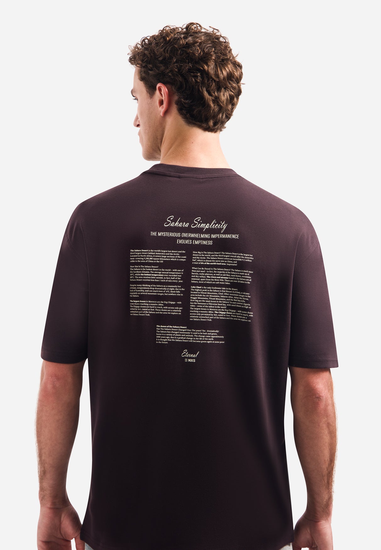 Short-sleeve crewneck T-shirt with back print | Dark Brown
