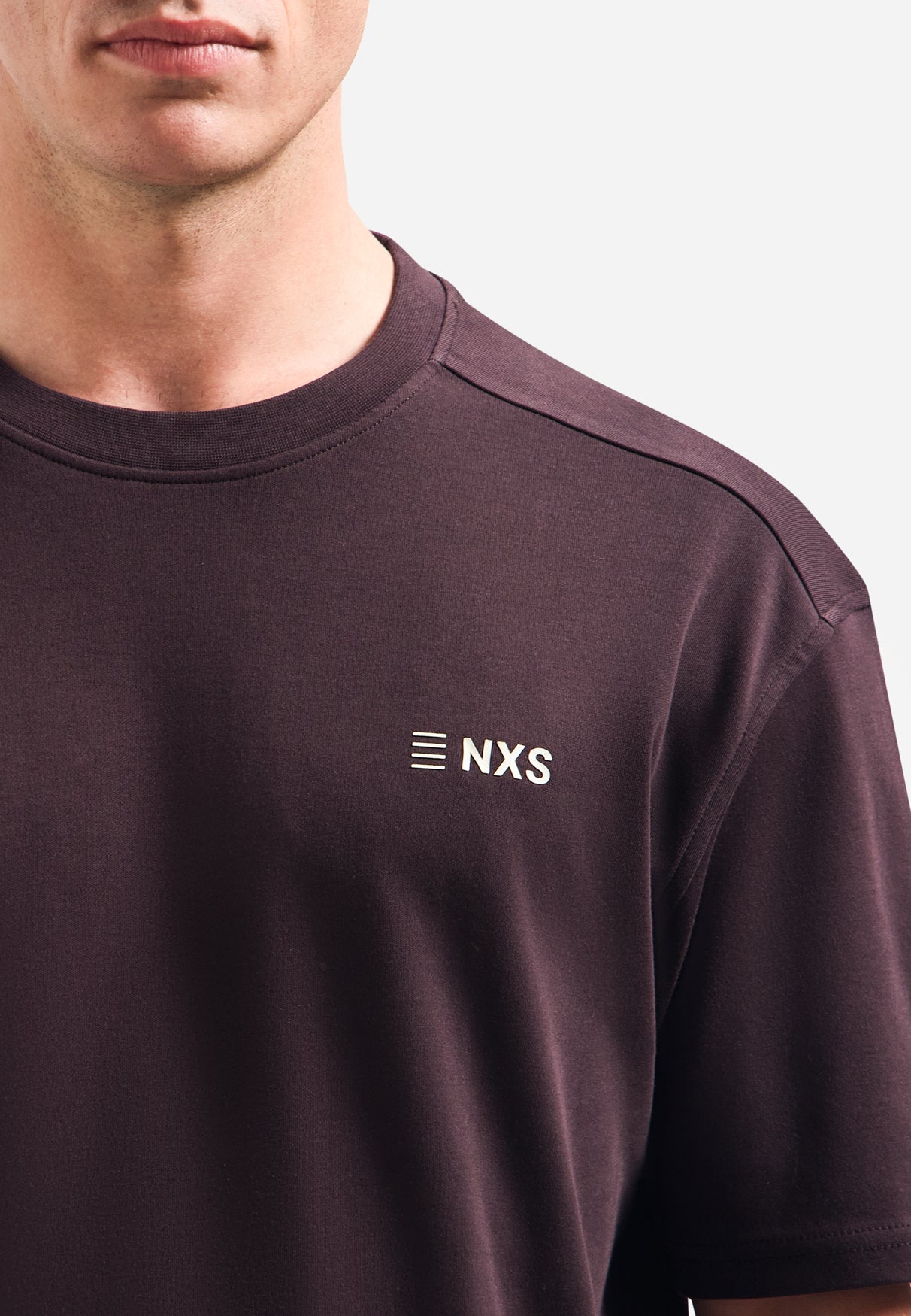 Short-sleeve crewneck T-shirt with back print | Dark Brown