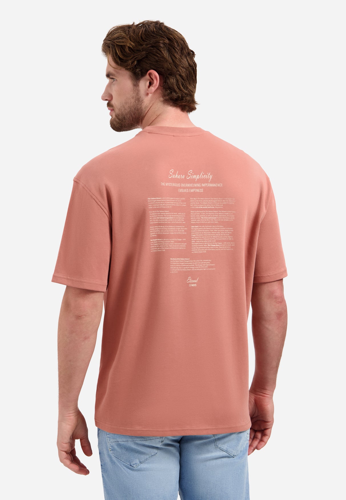 T-Shirt mit Rundhalsausschnitt, kurzen Ärmeln und Aufdruck auf dem Rücken | Coral