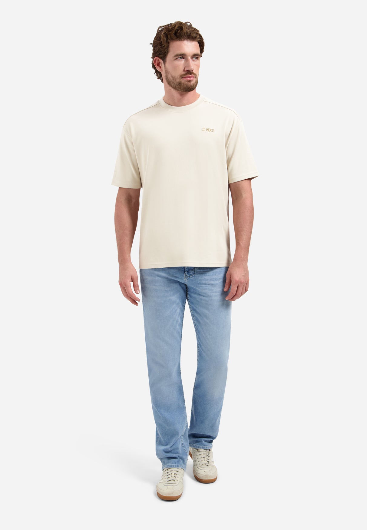 Gestreiftes T-Shirt mit Rundhalsausschnitt und kurzen Ärmeln | White