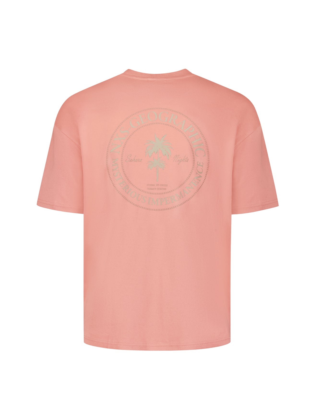 Short-sleeve crewneck T-shirt with back print | Coral