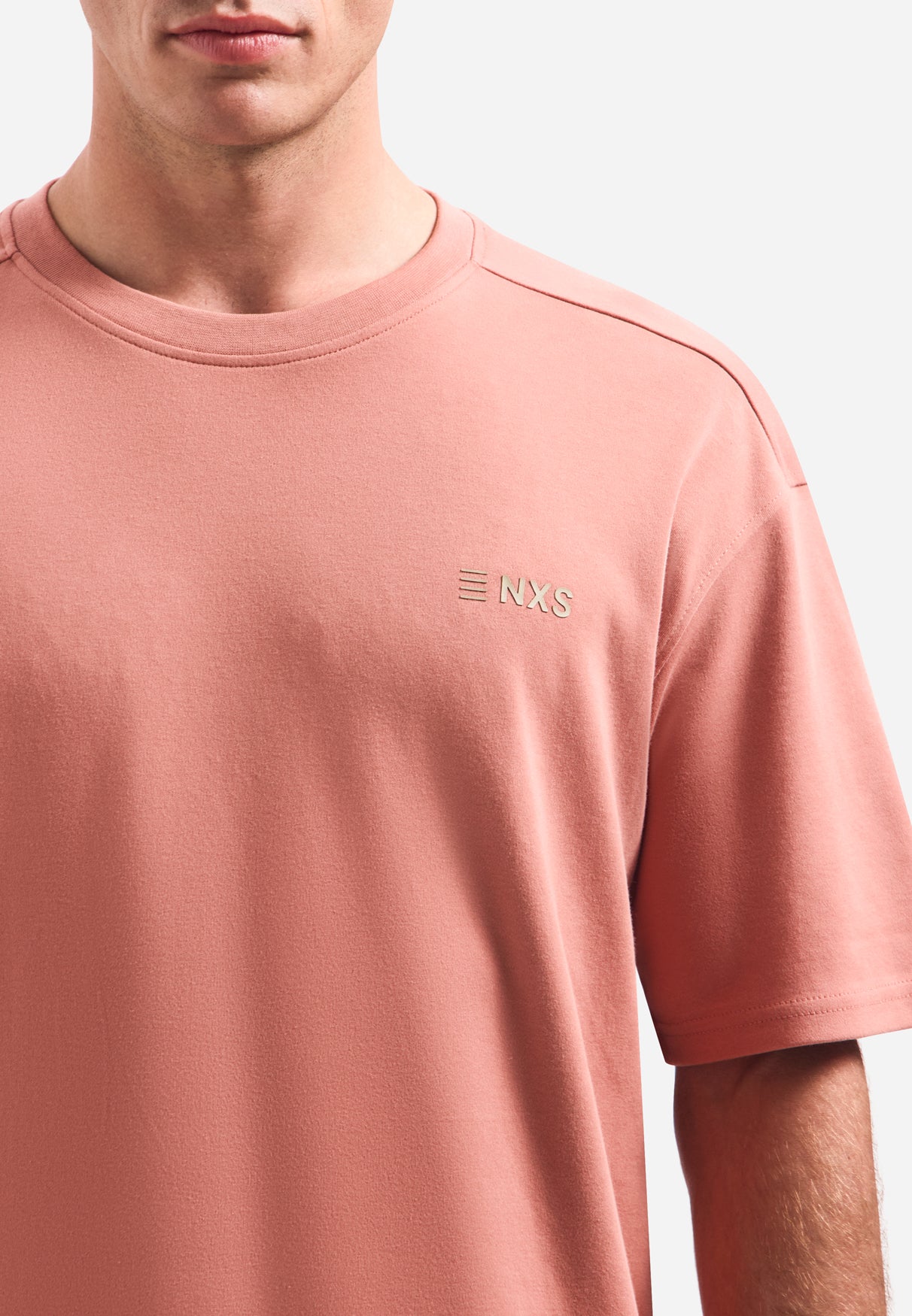 Short-sleeve crewneck T-shirt with back print | Coral