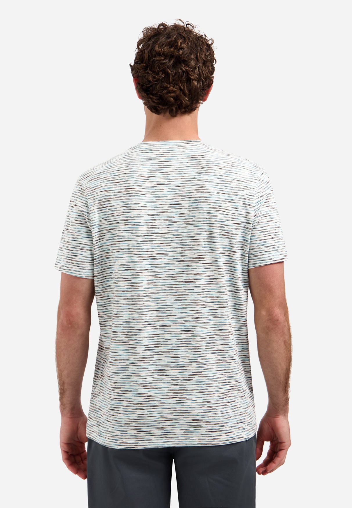 Gestreiftes T-Shirt mit Rundhalsausschnitt und kurzen Ärmeln | White