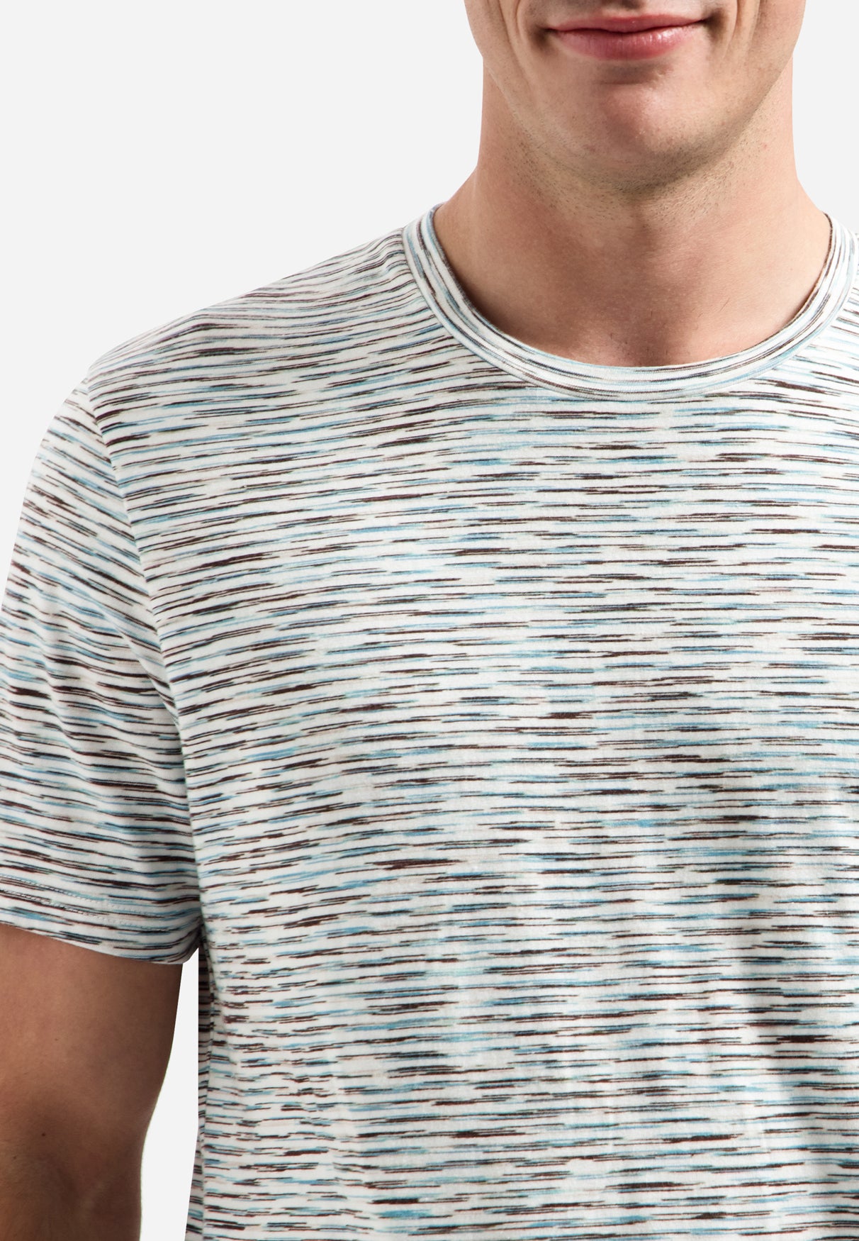 Gestreiftes T-Shirt mit Rundhalsausschnitt und kurzen Ärmeln | White