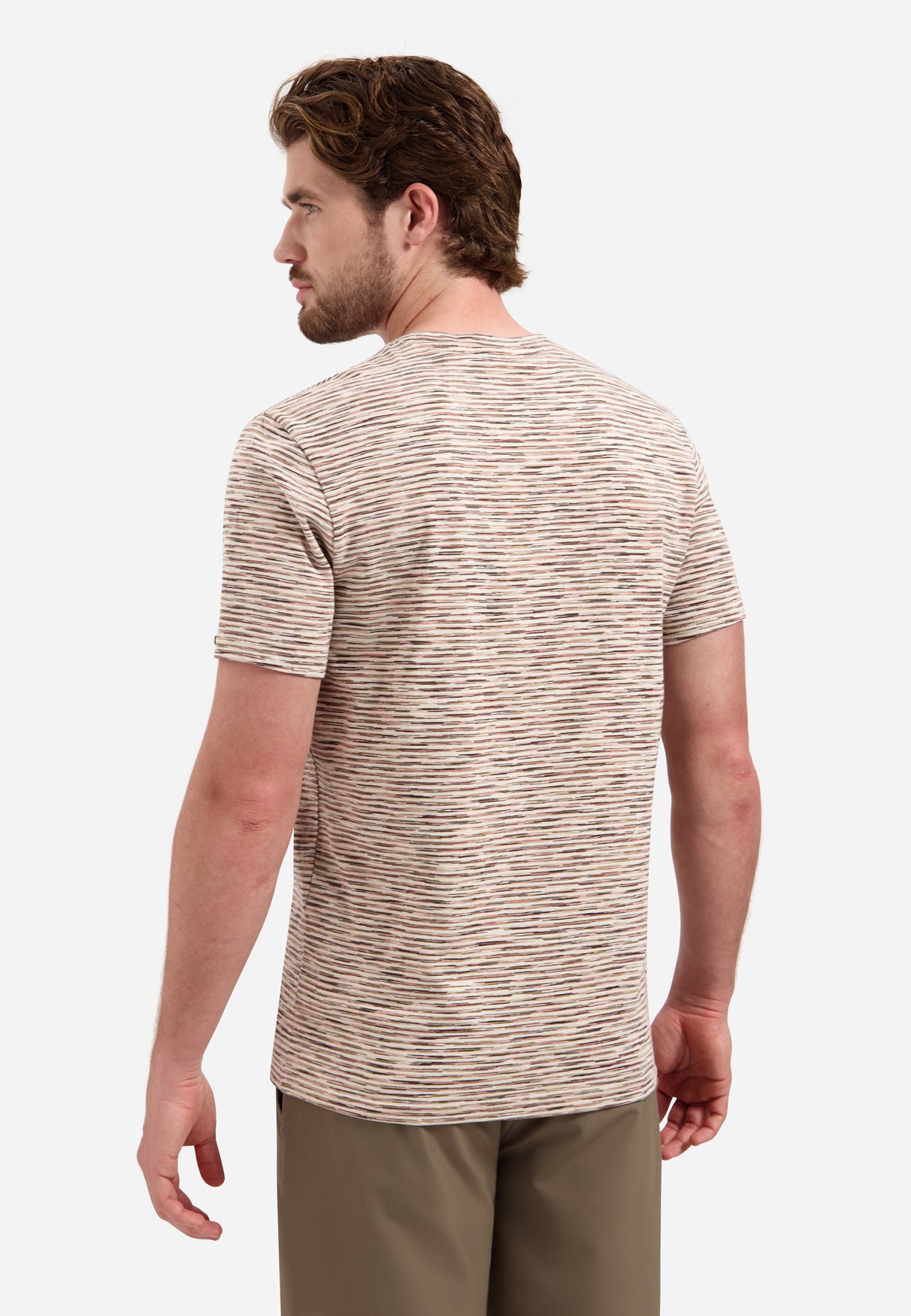 Gestreiftes T-Shirt mit Rundhalsausschnitt und kurzen Ärmeln | White