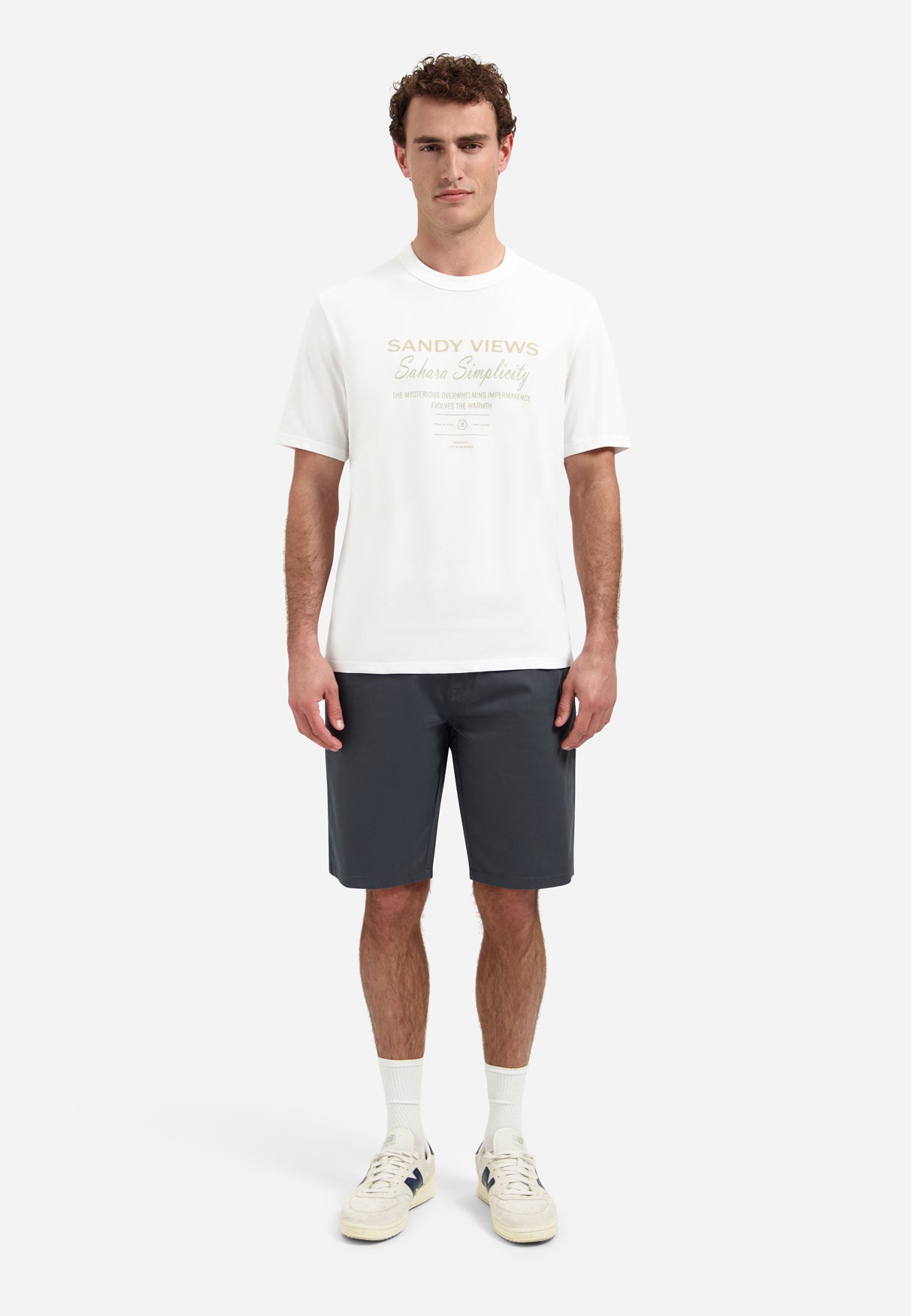 Gestreiftes T-Shirt mit Rundhalsausschnitt und kurzen Ärmeln | White