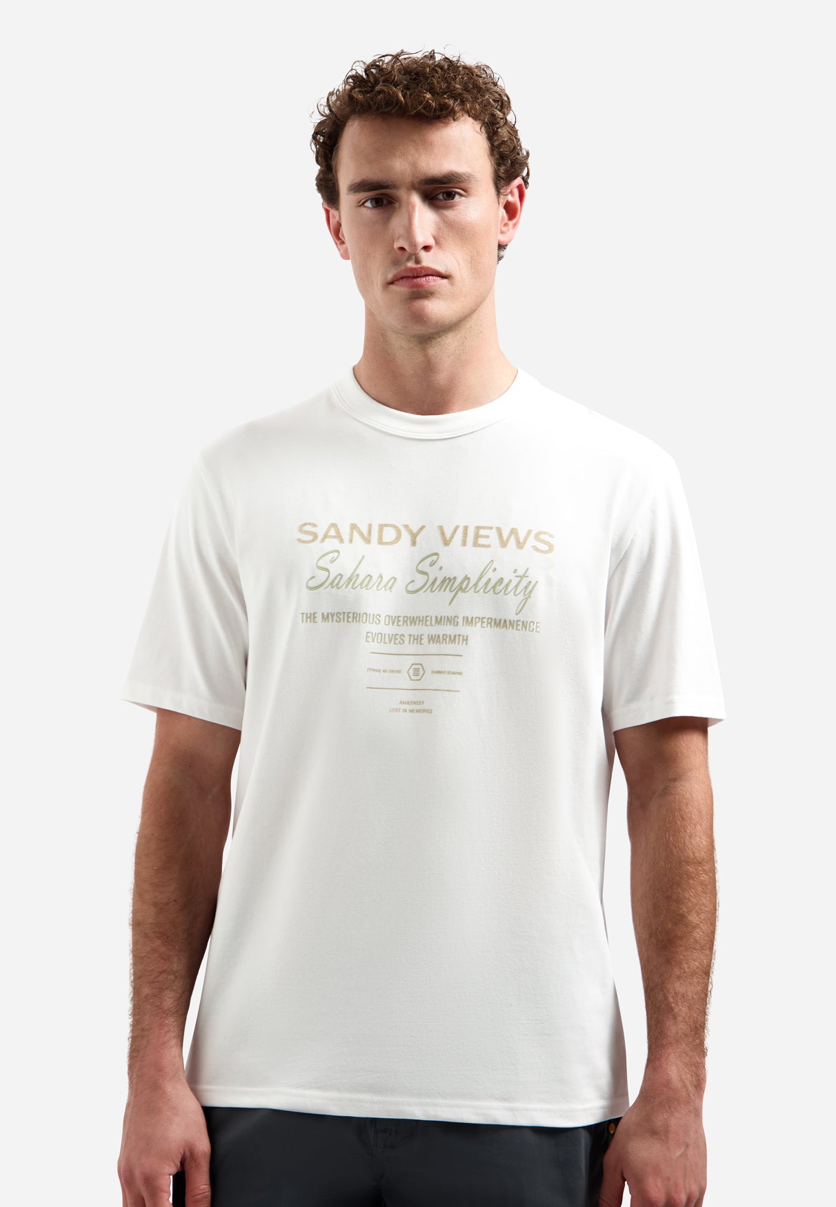 Gestreiftes T-Shirt mit Rundhalsausschnitt und kurzen Ärmeln | White