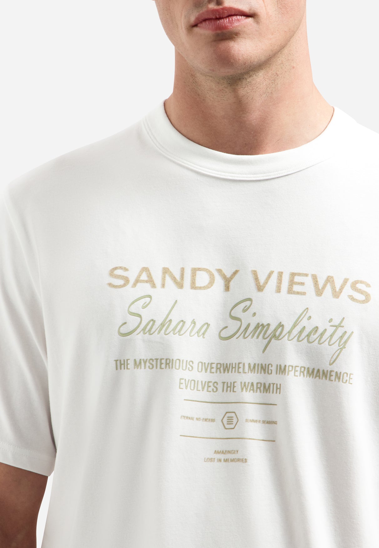 Gestreiftes T-Shirt mit Rundhalsausschnitt und kurzen Ärmeln | White