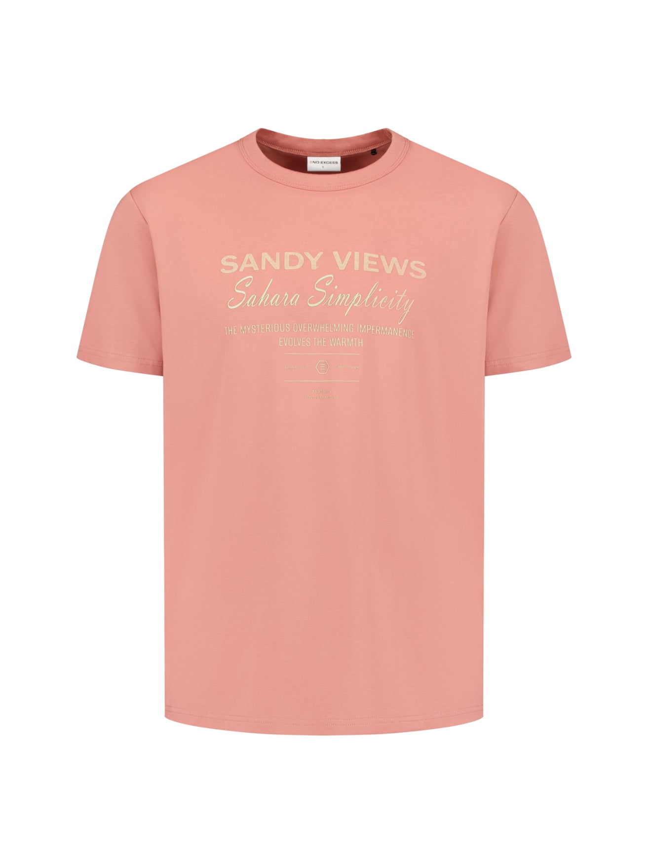 Kurzärmeliges T-Shirt mit Rundhalsausschnitt und Aufdruck | Coral