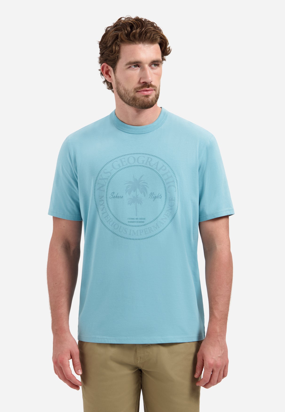 T-Shirt mit Rundhalsausschnitt, kurzen Ärmeln und Aufdruck | Seablue