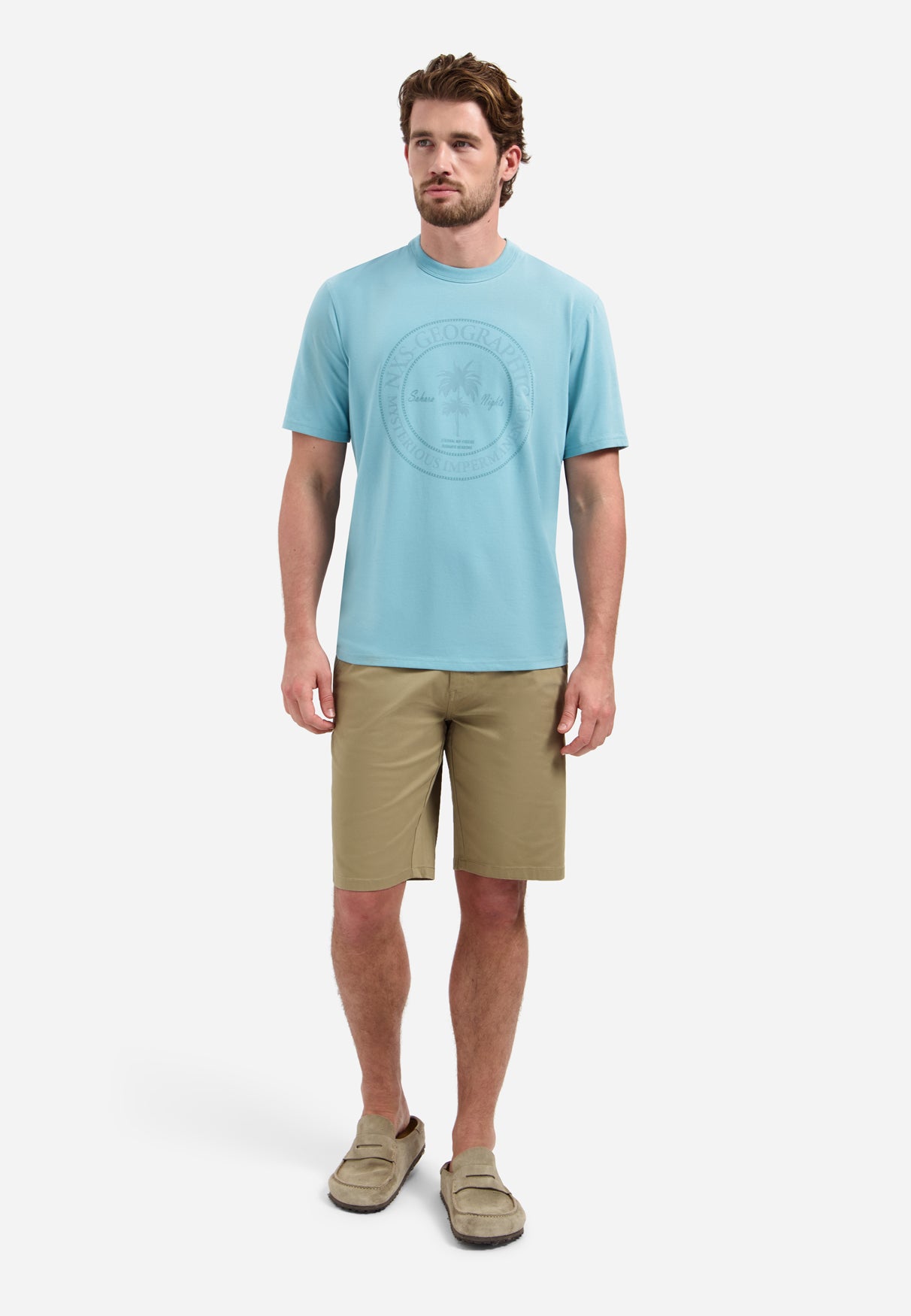 T-Shirt mit Rundhalsausschnitt, kurzen Ärmeln und Aufdruck | Seablue