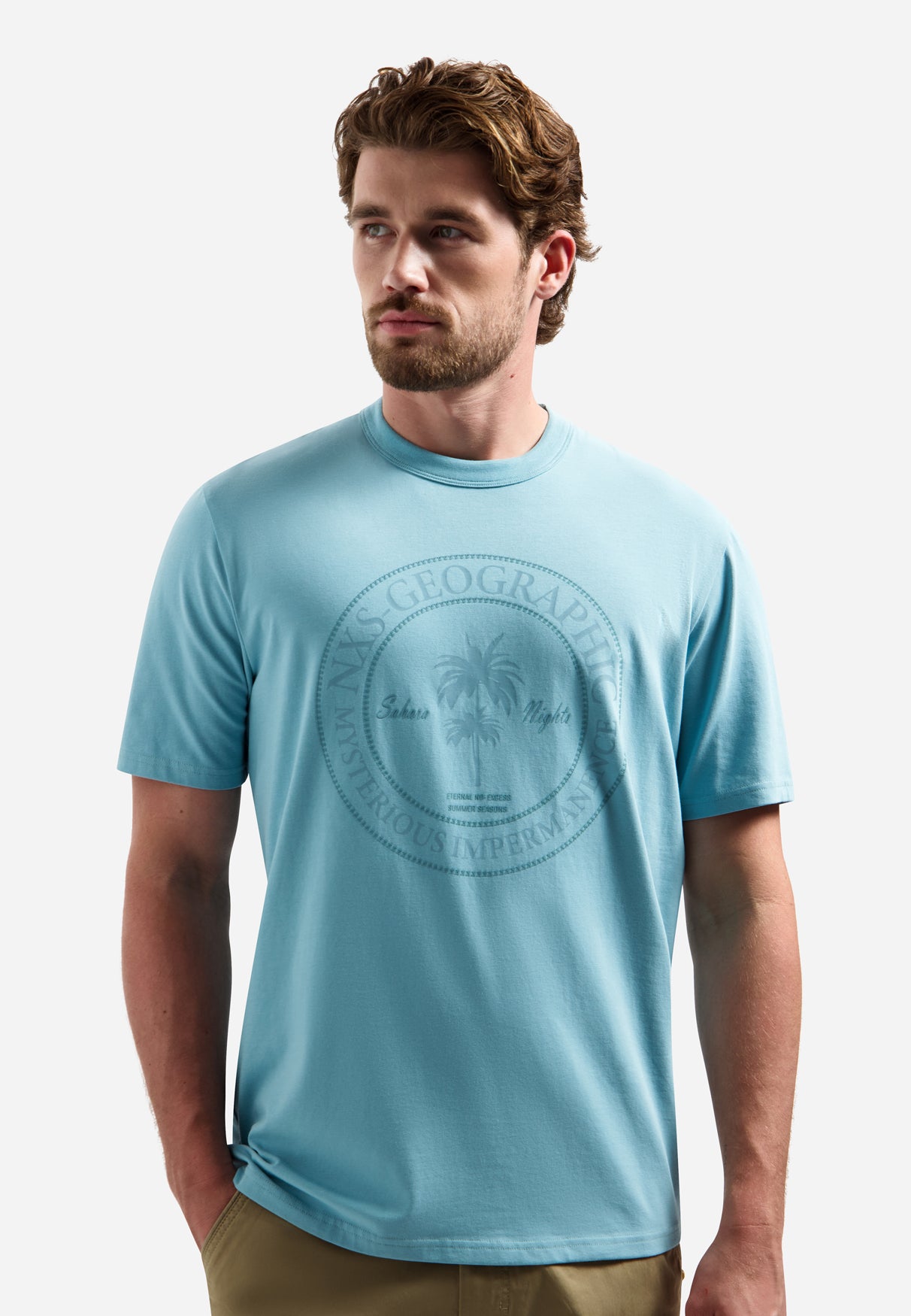 hort-sleeve crewneck T-shirt with print | Seablue