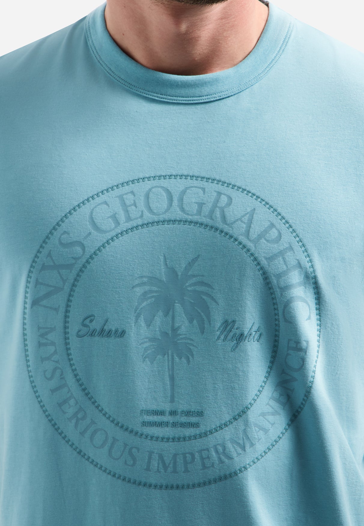 hort-sleeve crewneck T-shirt with print | Seablue