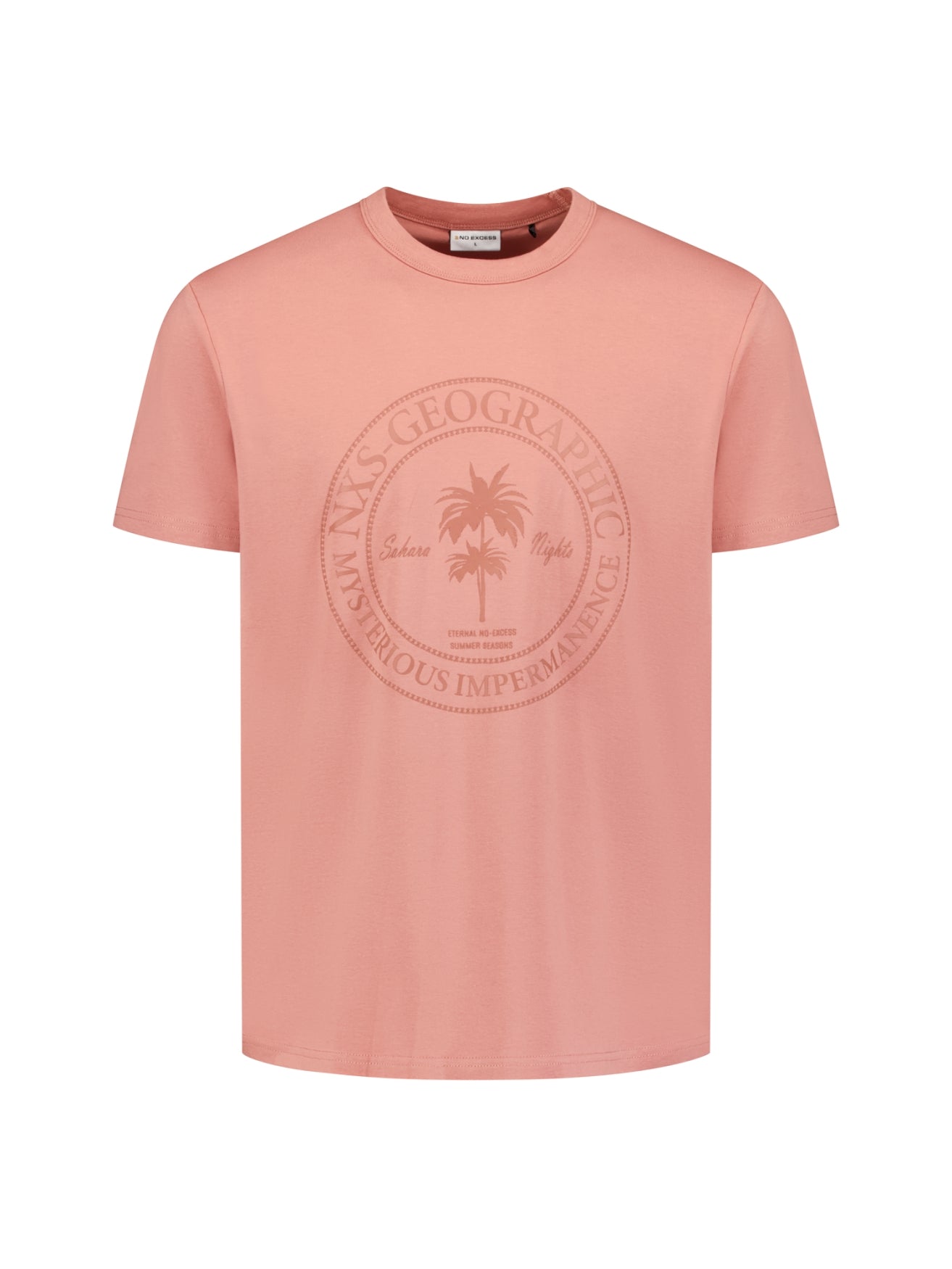 hort-sleeve crewneck T-shirt with print | Coral