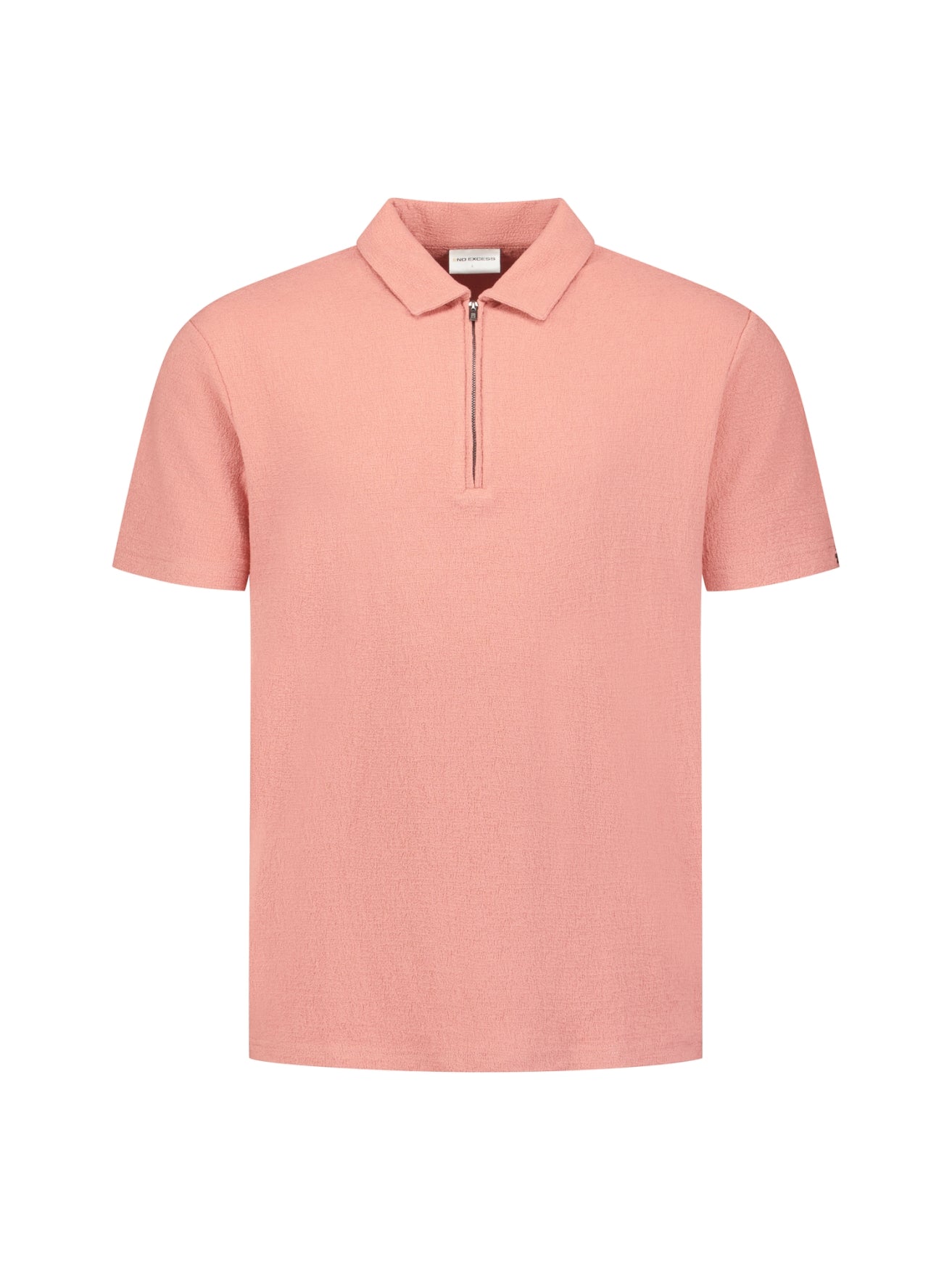 Kurzärmeliges Polo mit V-Ausschnitt und Reißverschluss | Coral