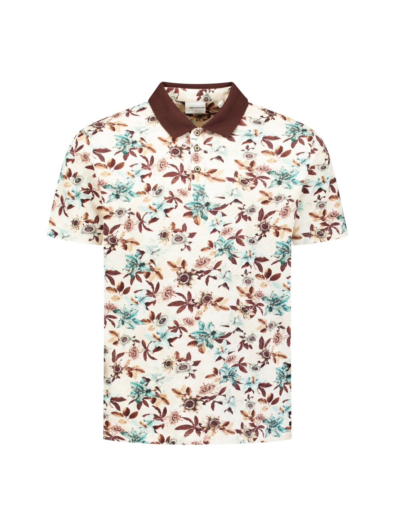 Polohemd mit V-Ausschnitt, kurzen Ärmeln und Blumenmuster | Seablue