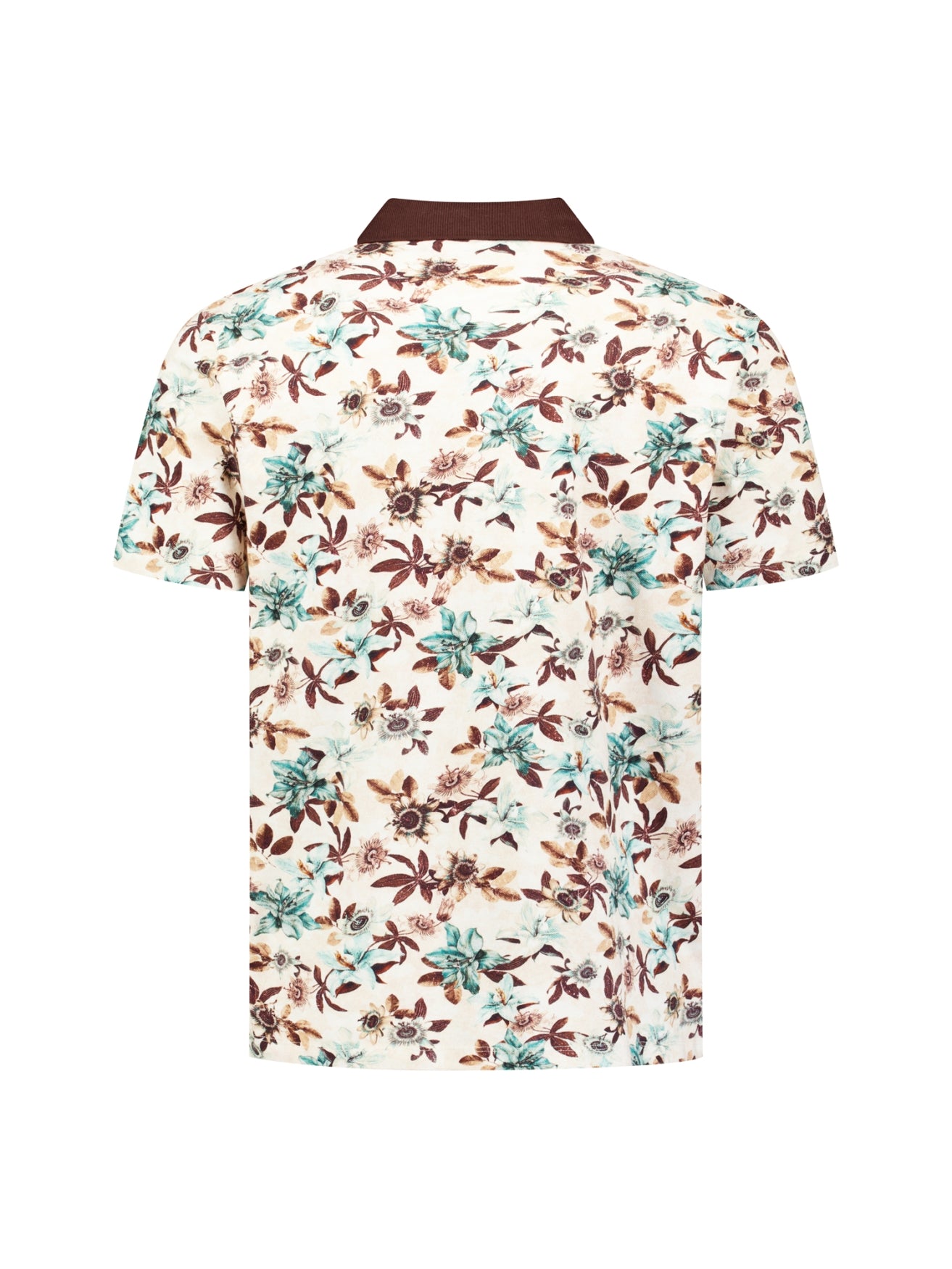 Polohemd mit V-Ausschnitt, kurzen Ärmeln und Blumenmuster | Seablue