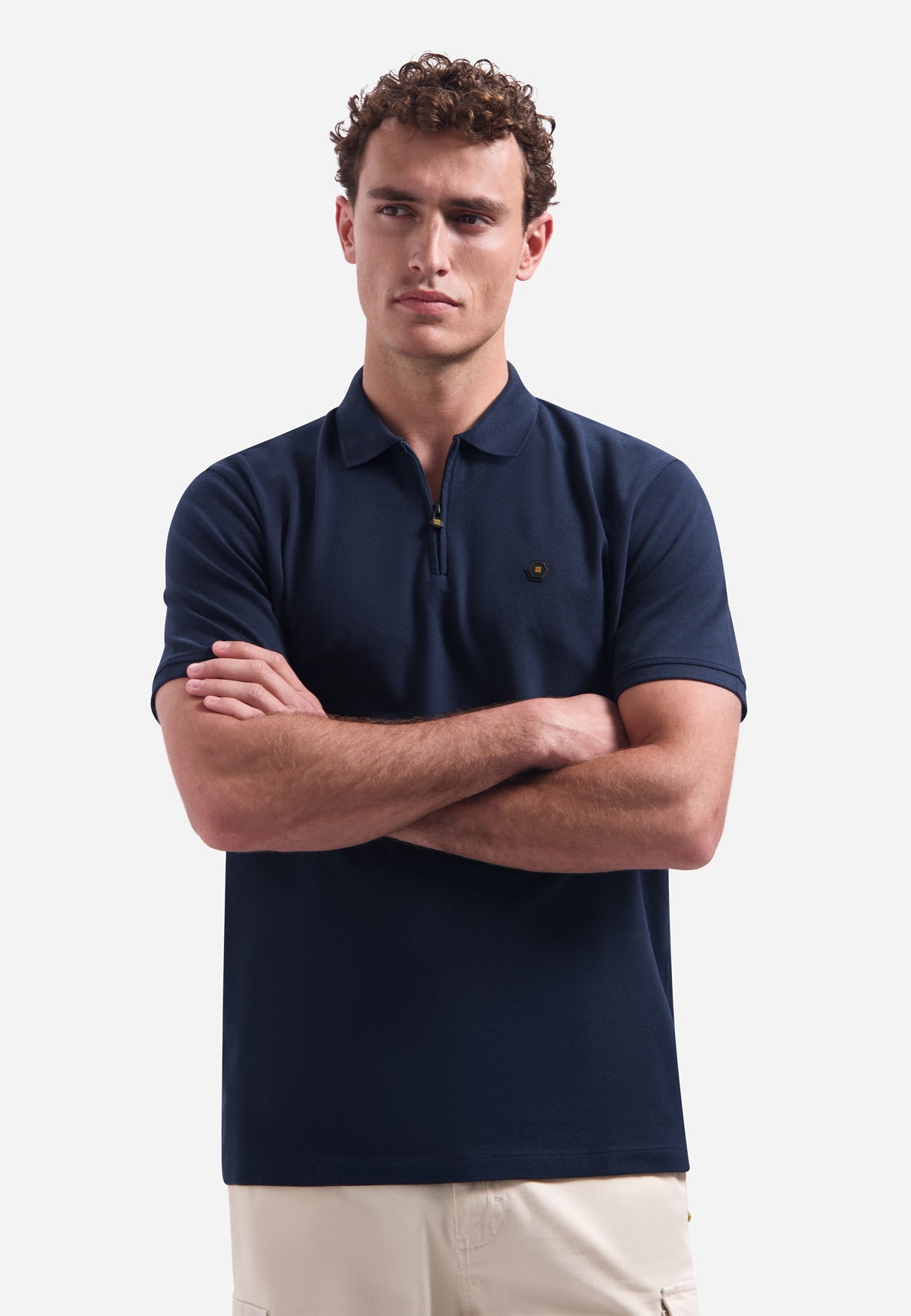 Polohemd mit halbem Reißverschluss und kurzen Ärmeln | Night