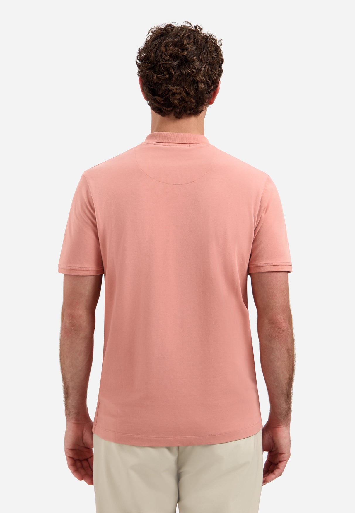 Short-sleeve half-zip polo | Coral