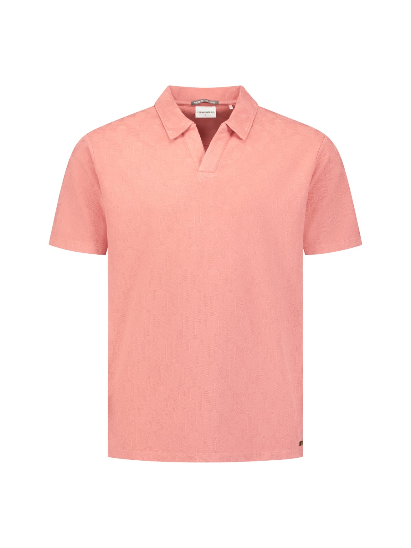 Polohemd mit V-Ausschnitt und kurzen Ärmeln mit Jacquard-Print | Coral