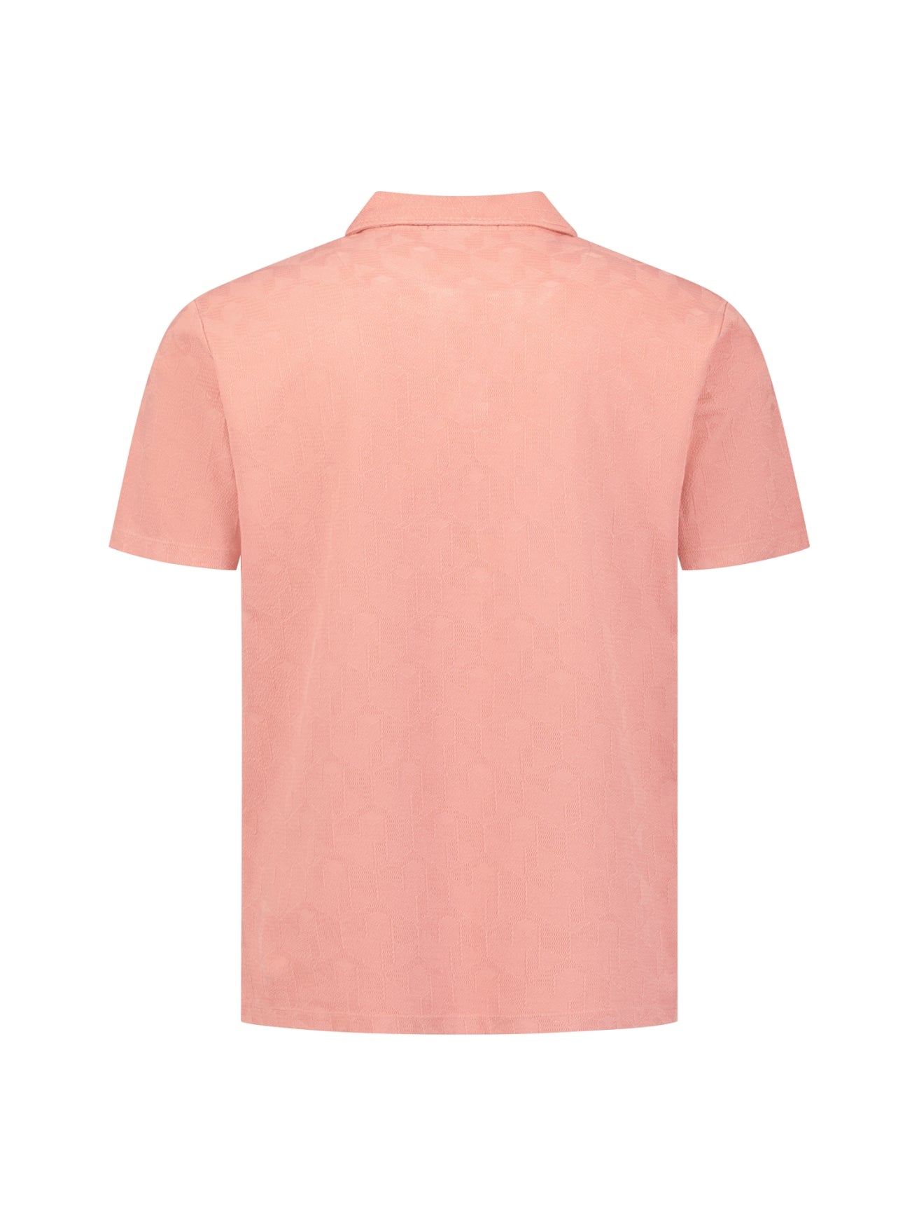 Polohemd mit V-Ausschnitt und kurzen Ärmeln mit Jacquard-Print | Coral