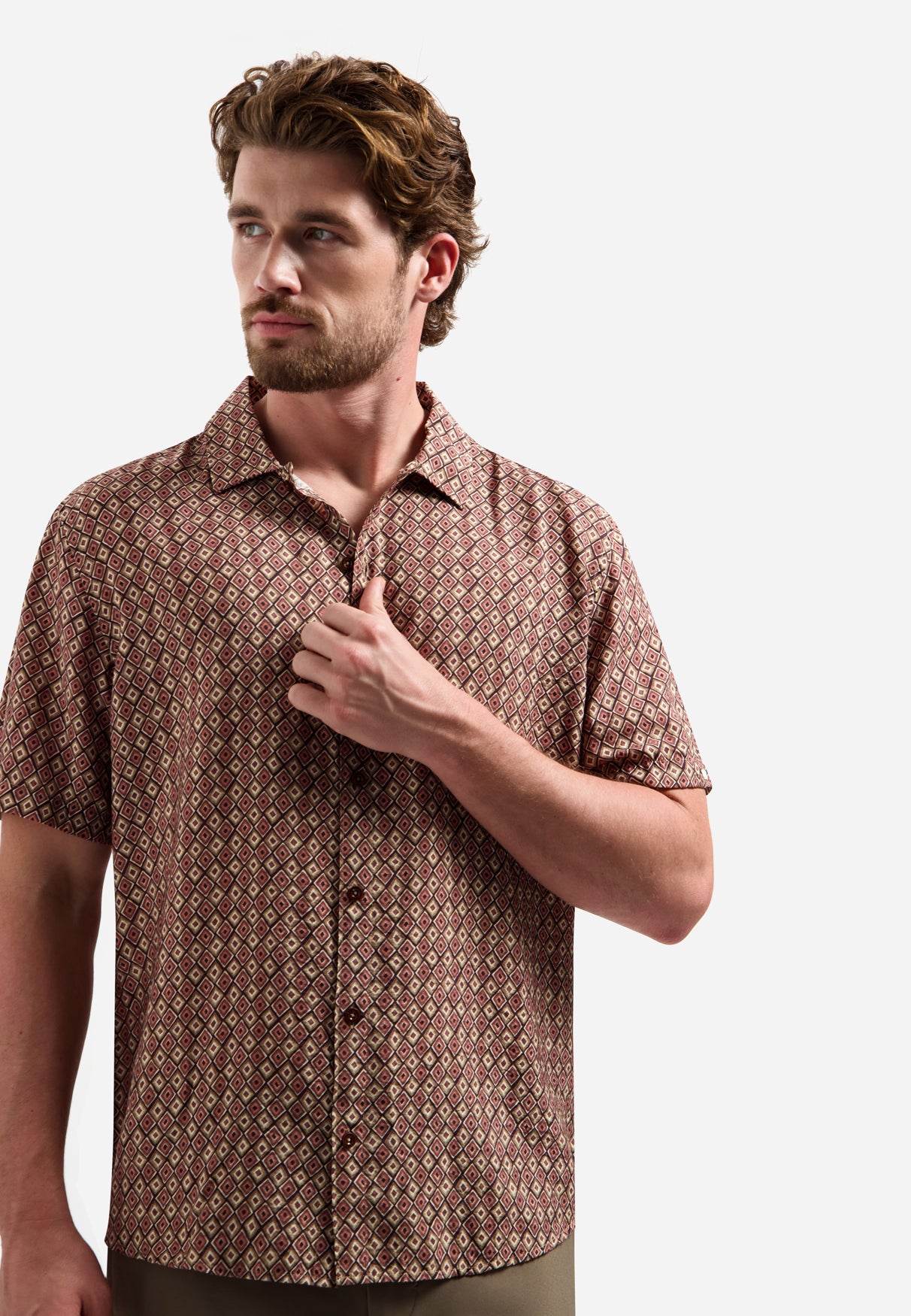 Kurzarm-Shirt mit Allover-Druck | Coral