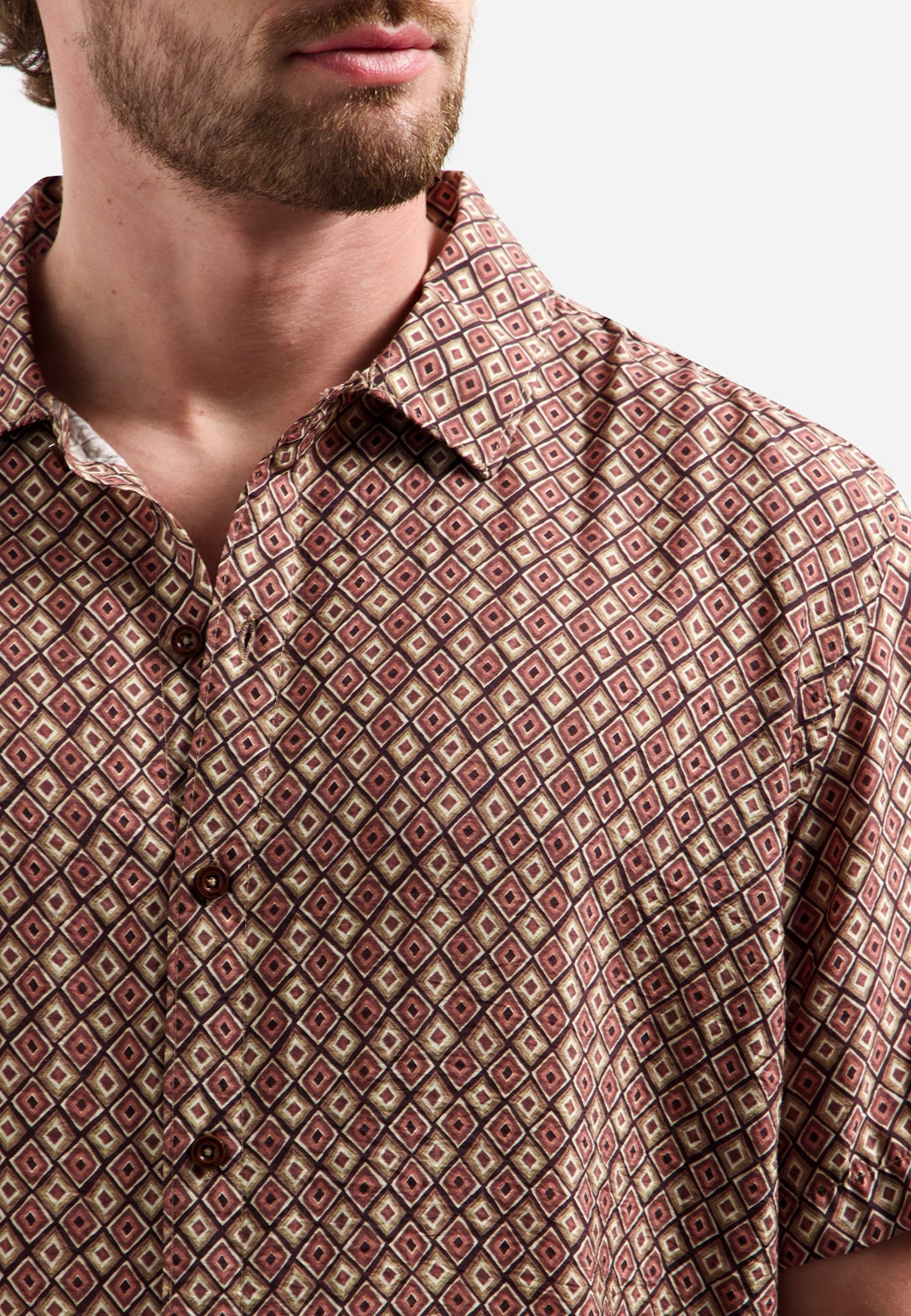Kurzarm-Shirt mit Allover-Druck | Coral