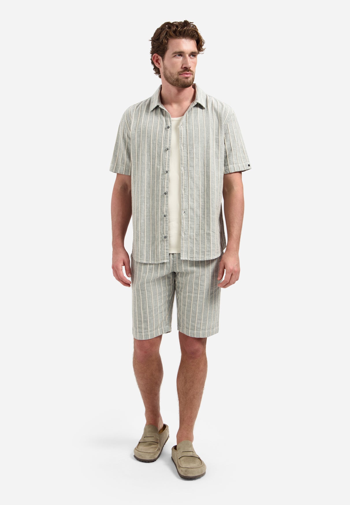 Striped cargo shorts with drawstring | Sand