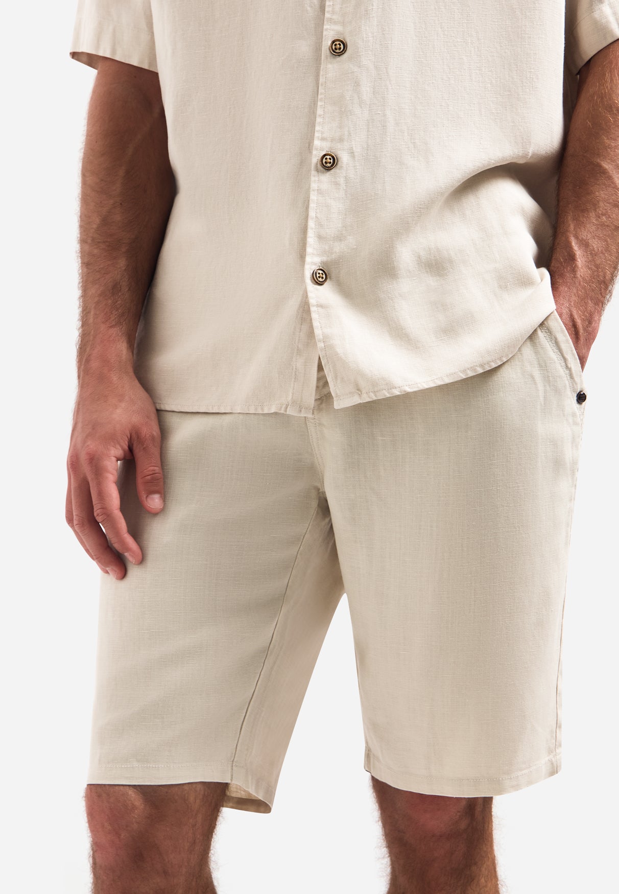 Chino-Shorts mit Kordelzug | Stone