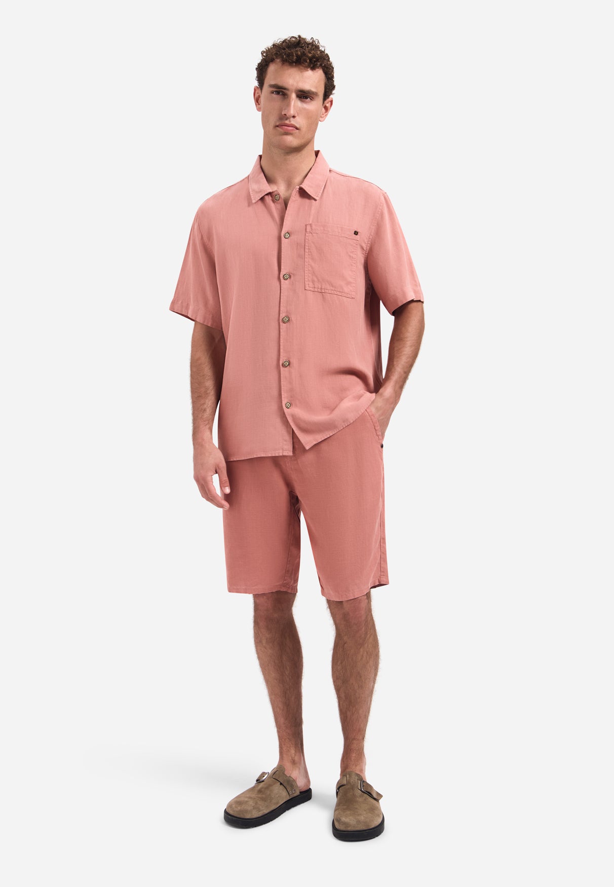 Chino shorts with drawstring | Coral