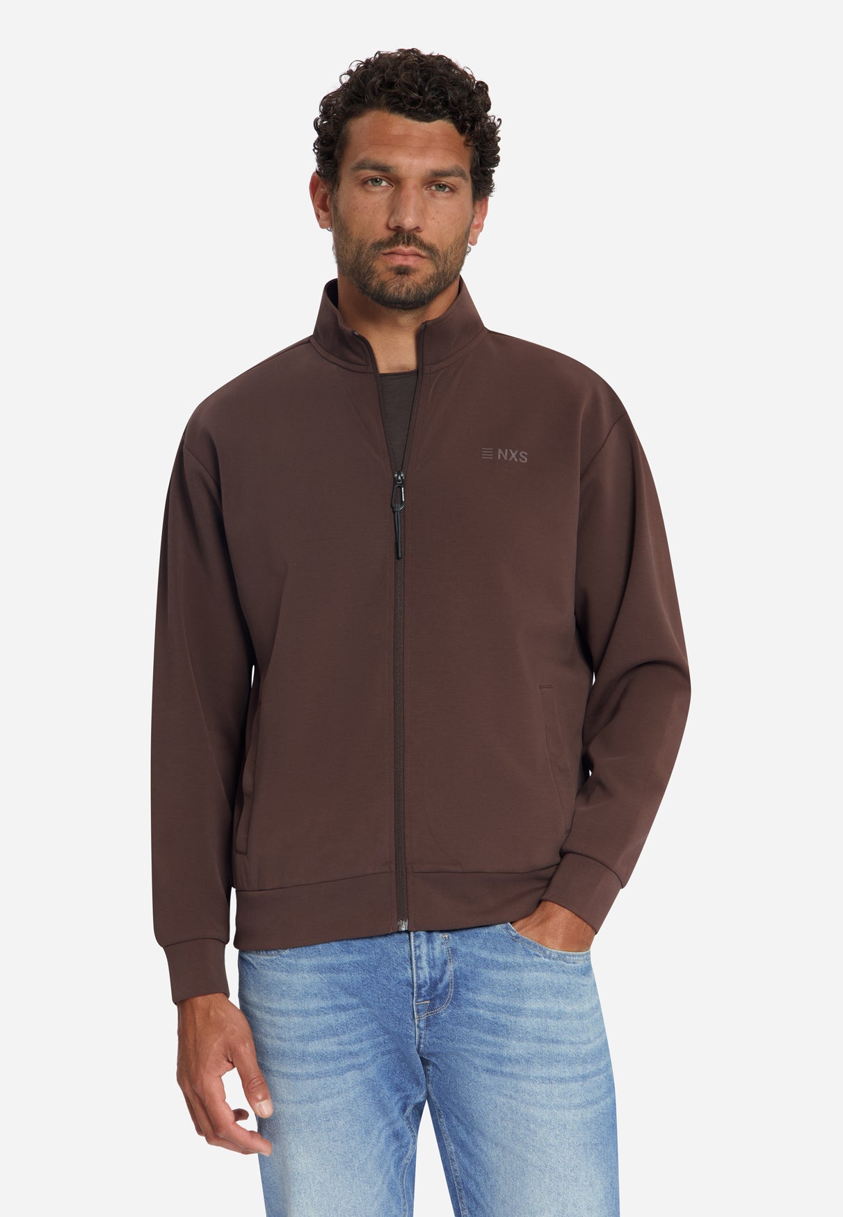 Zip-Up Sweat Jacket | Dark Brown