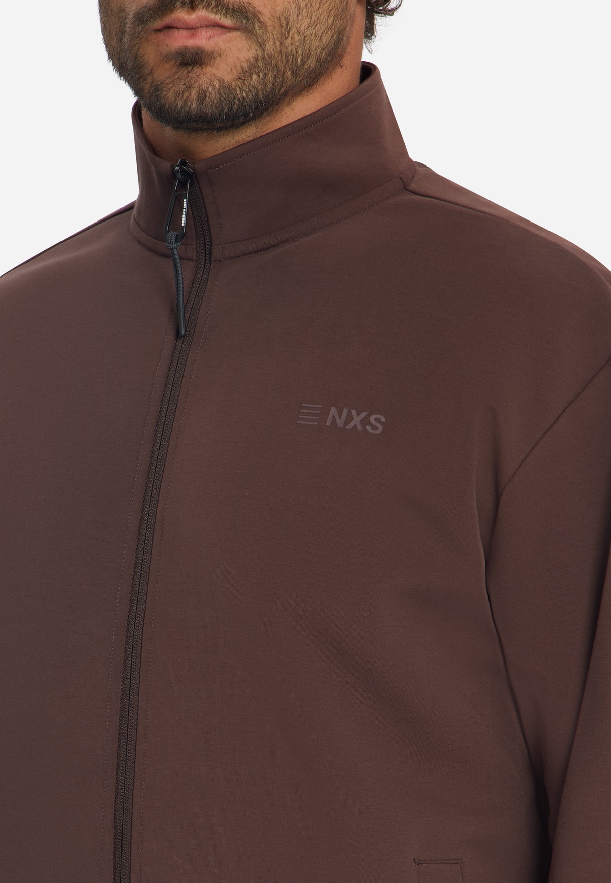 Zip-Up Sweat Jacket | Dark Brown