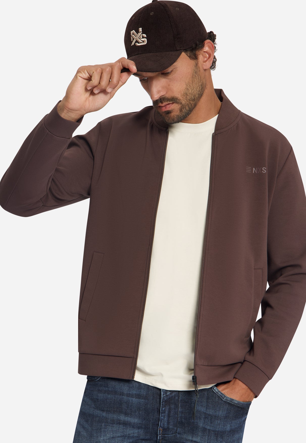 Bomber Sweatjacke | Dark Brown
