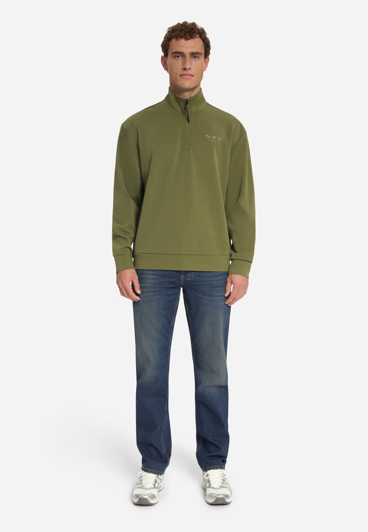 Sweatshirt mit Half-Zip | Moss