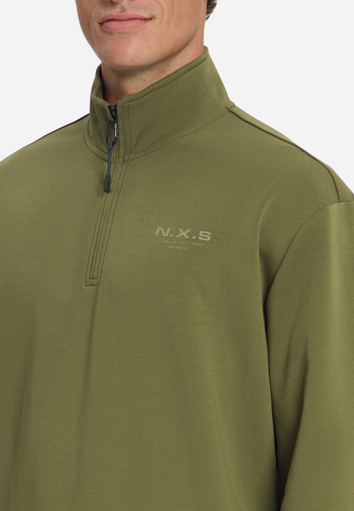 Sweatshirt mit Half-Zip | Moss