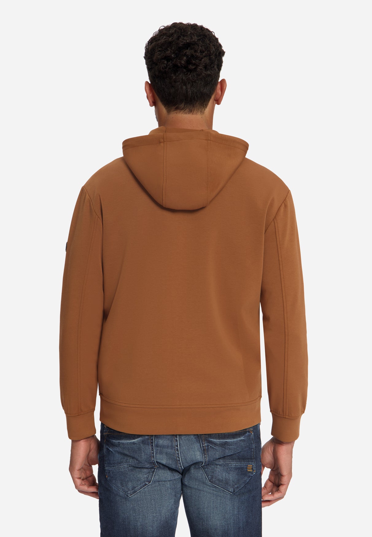Kapuzen-Sweatjacke mit Reißverschluss | Caramel