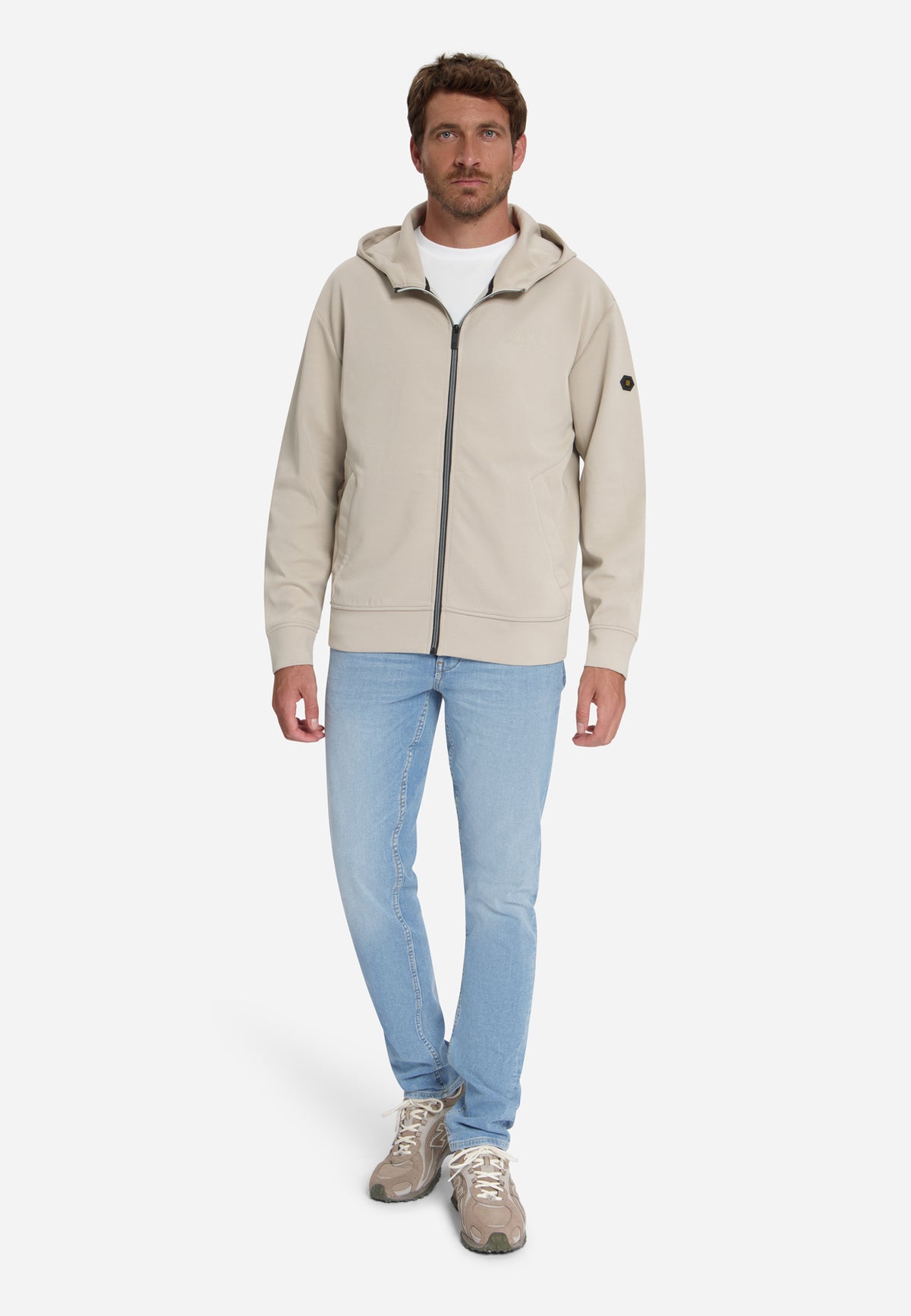 Hooded Zip-Up Sweater | Cement