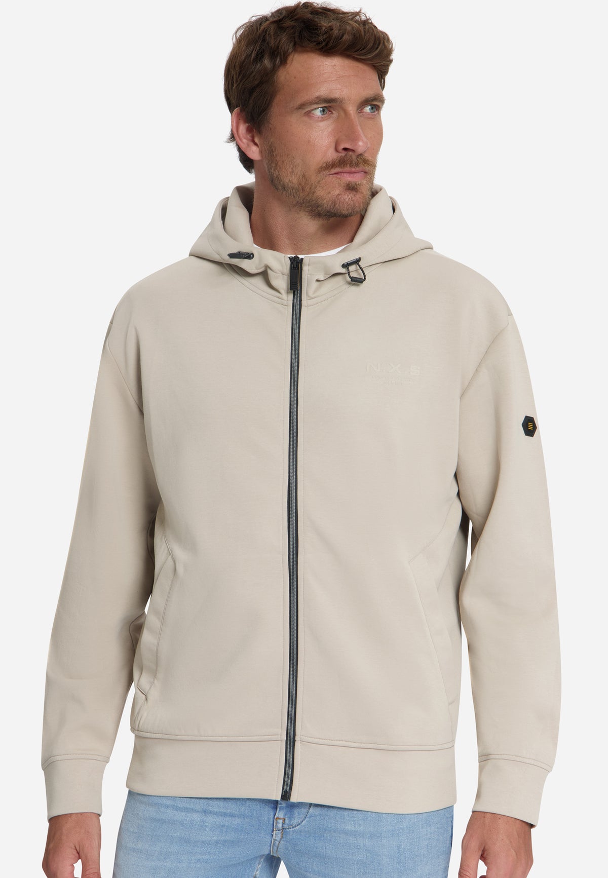 Kapuzen-Sweatjacke mit Reißverschluss | Cement