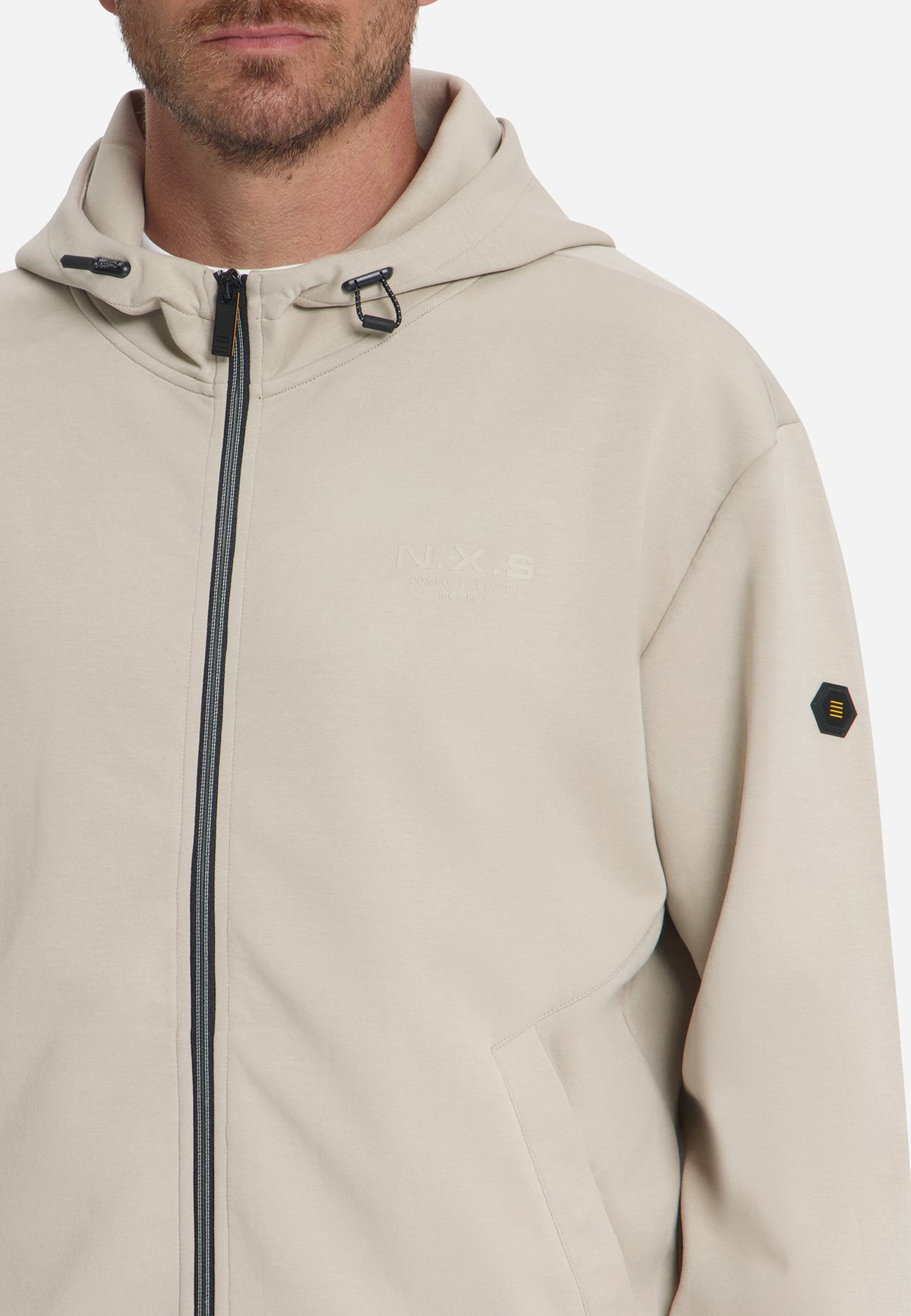 Kapuzen-Sweatjacke mit Reißverschluss | Cement