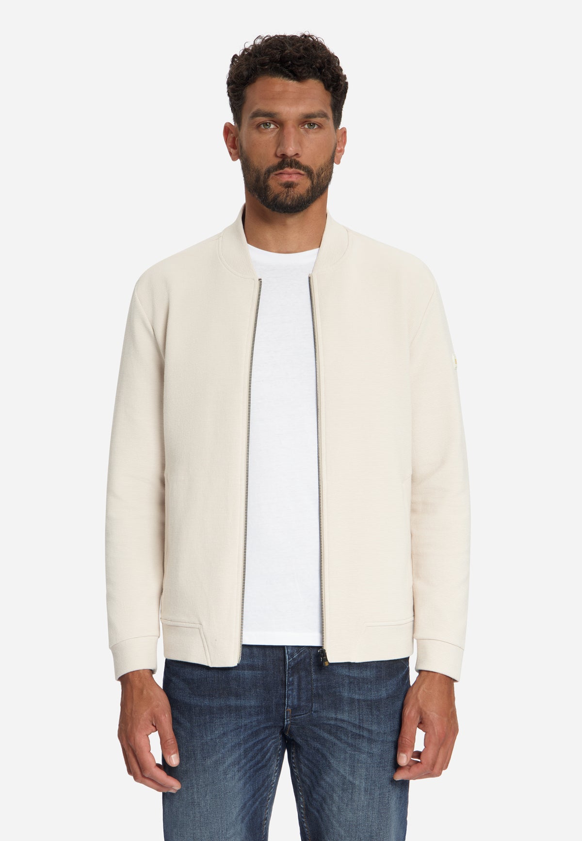 Strukturierter Pullover mit Reißverschluss | Stone